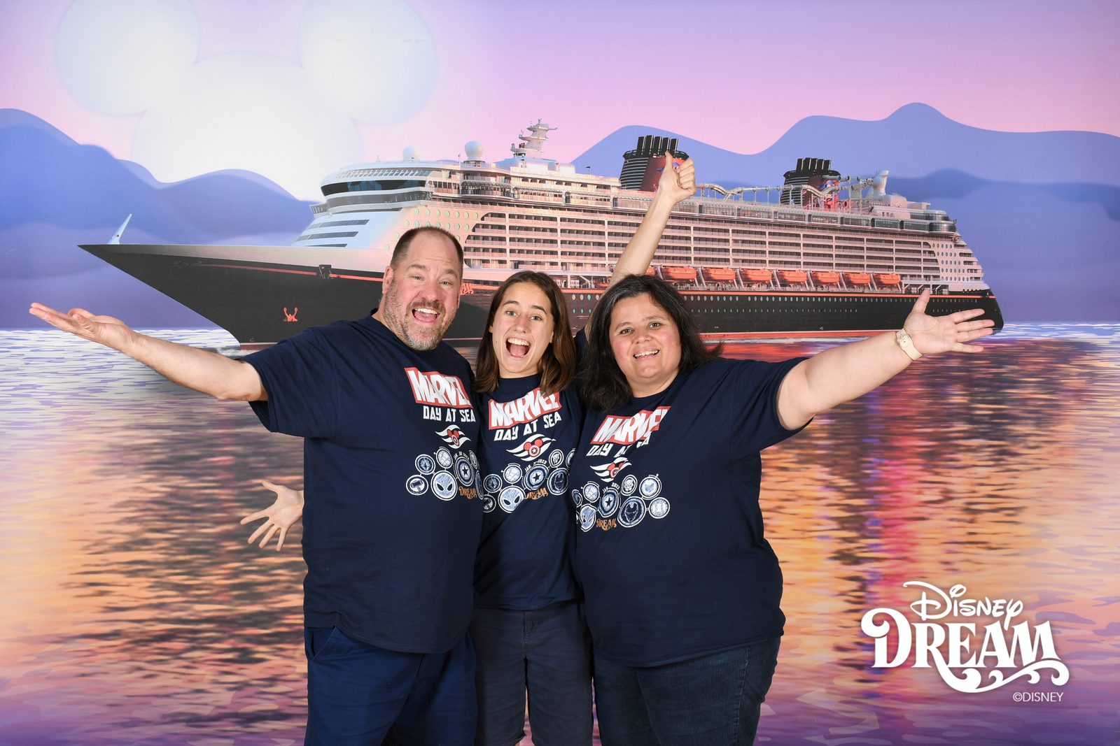 Michael, Lisa and Kathy with the Disney Dream behind us