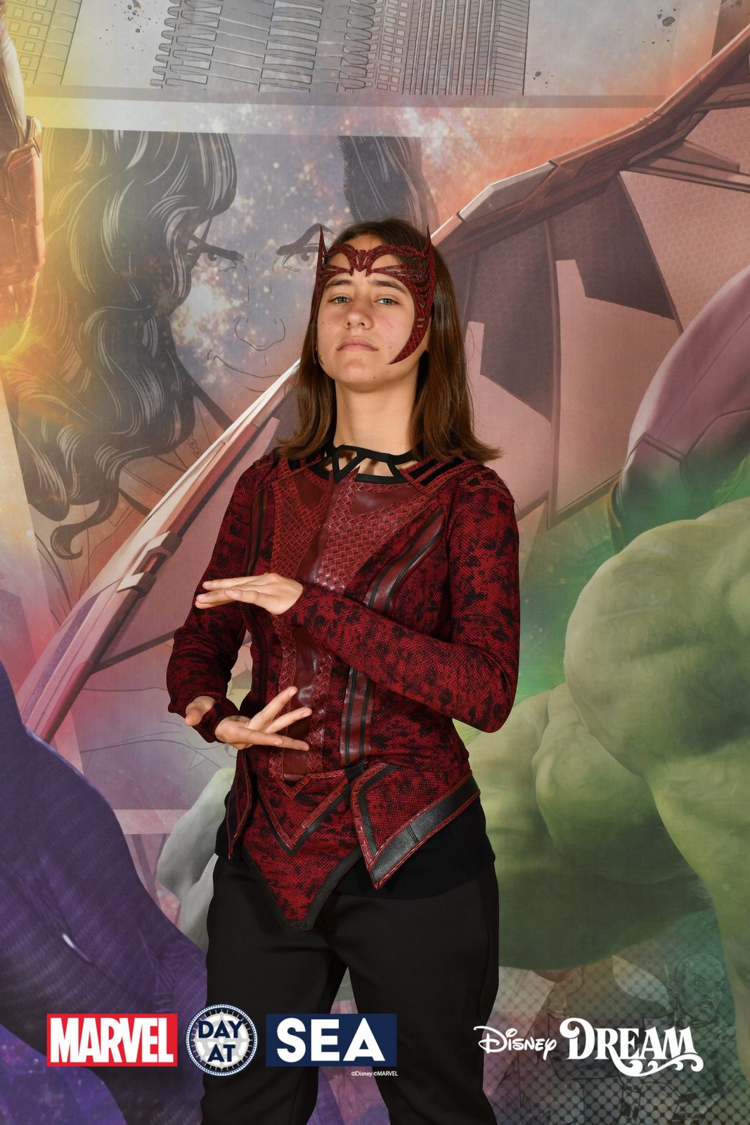 Lisa in costume on Marvel Day at Sea