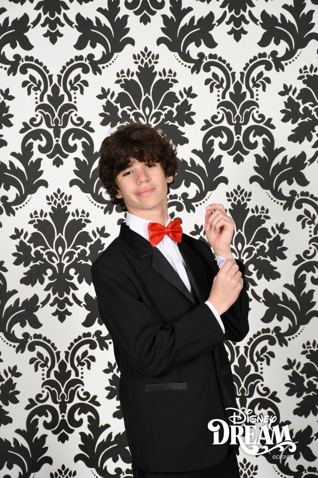 Thomas hamming it up in his tux for formal night