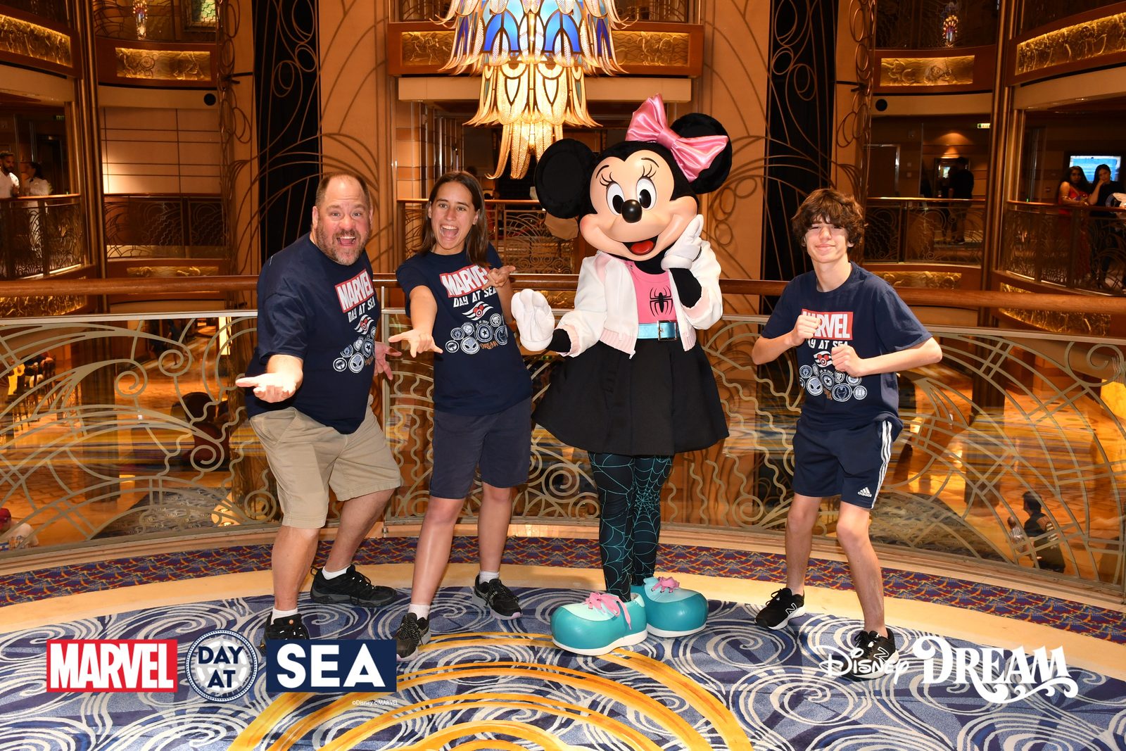 Michael, Lisa, Minnie in her Spider-Man Marvel Day at Sea outfit and Thomas