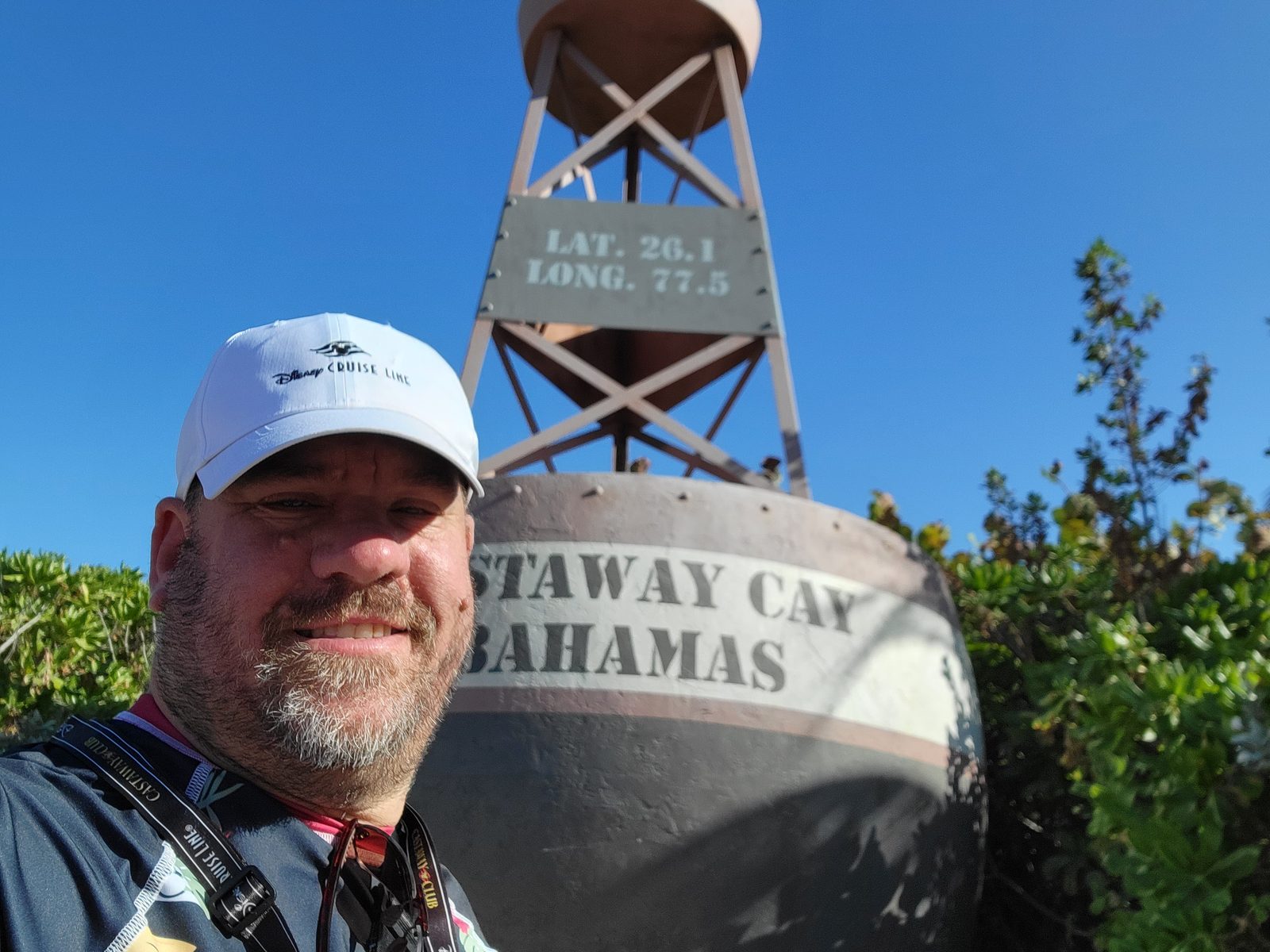 At the Castaway Cay, Bahamas buoy sign