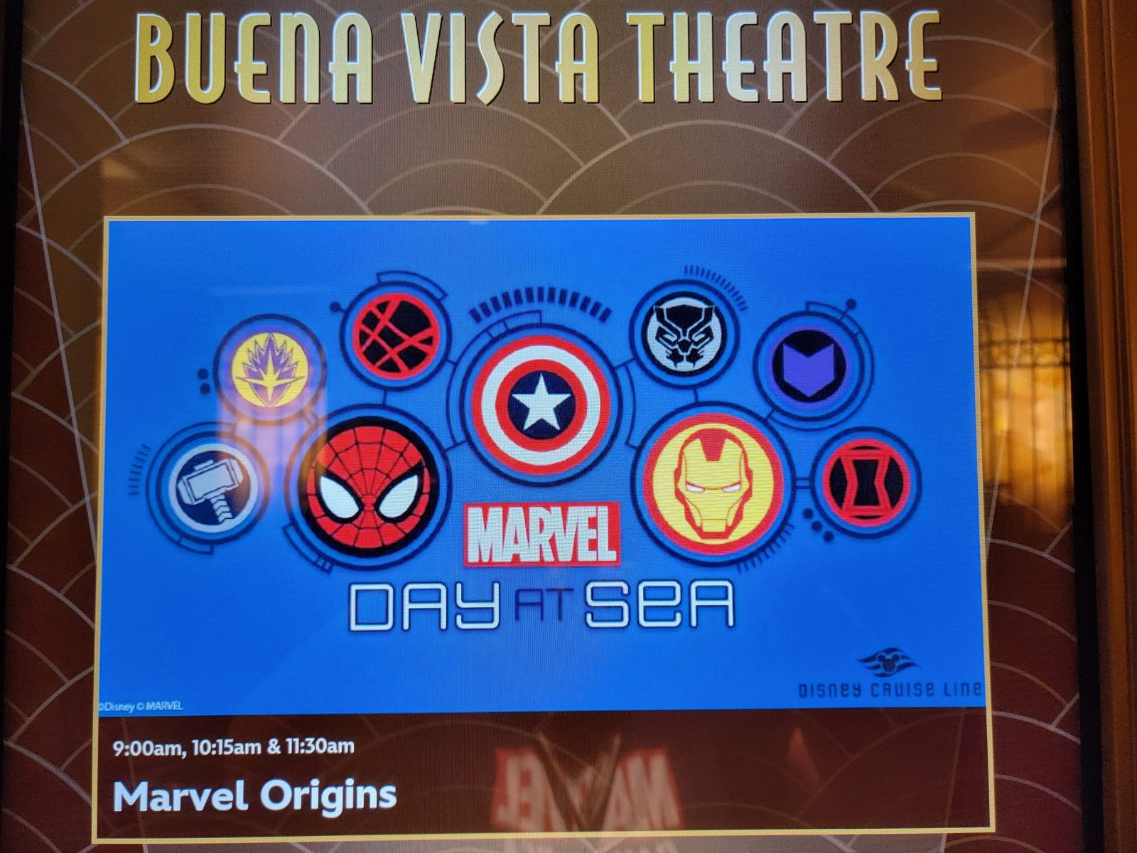 The Marvel Day at Sea showtimes at the Buena Vista Theatre