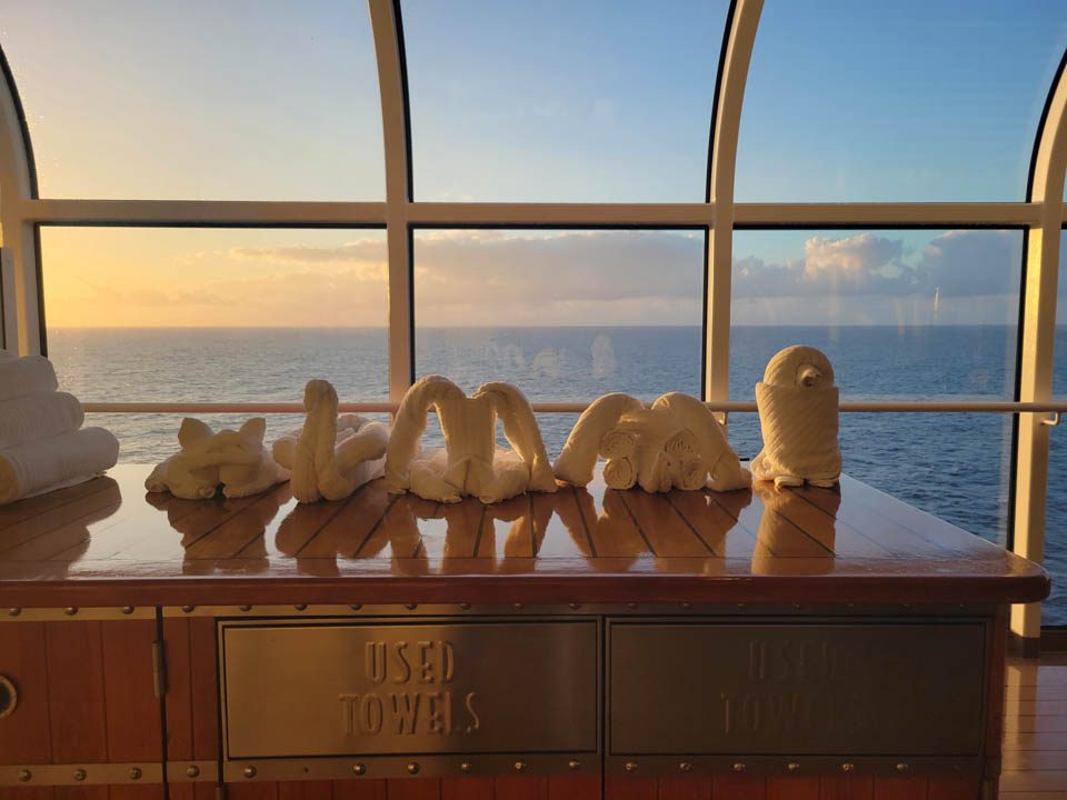 Sunrise over the morning's towel animals