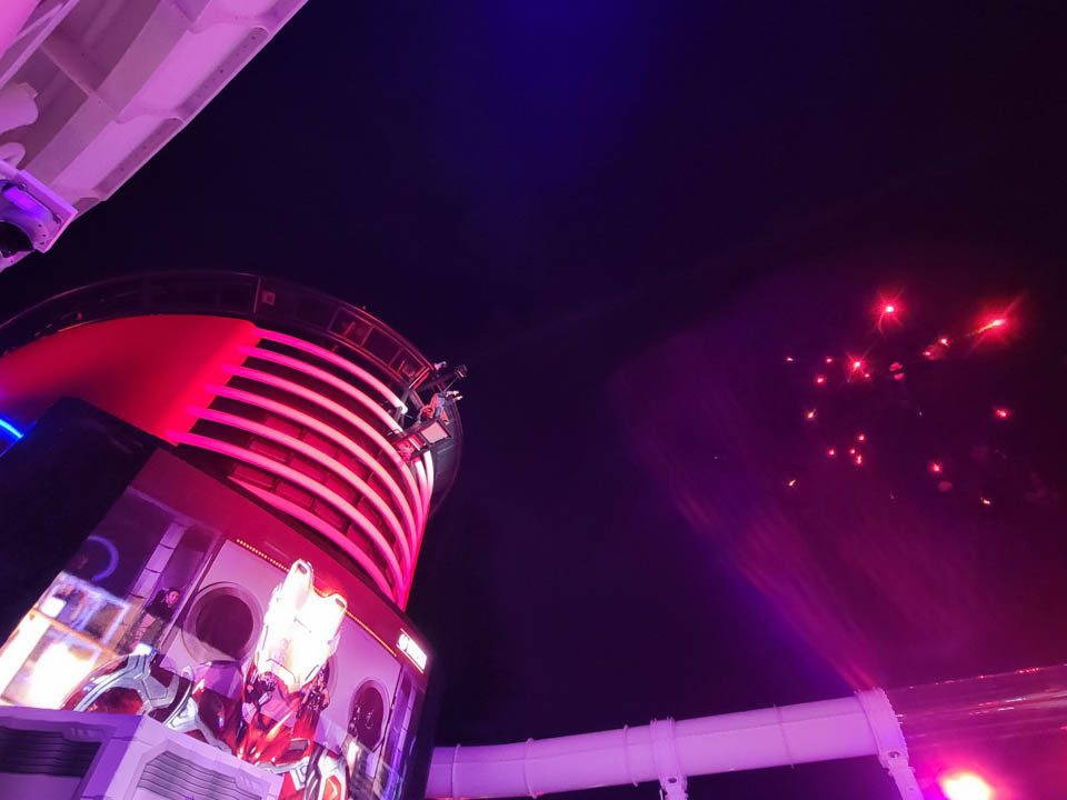 A hero lit up on the funnel for the finale