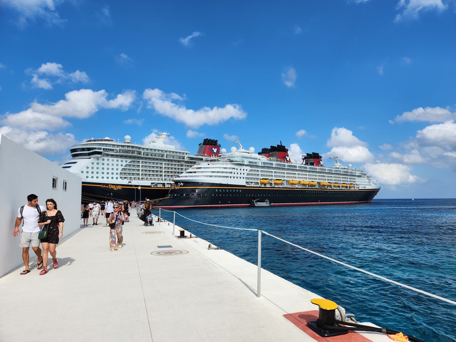 Two Disney ships sharing the Cozumel dock
