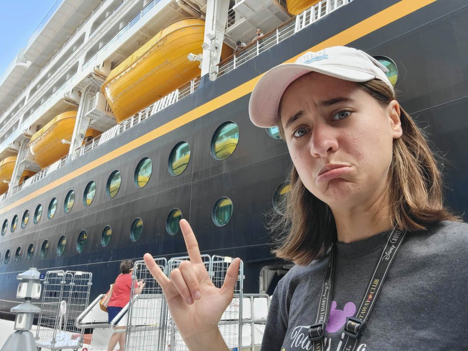 Lisa clowning around at the pier