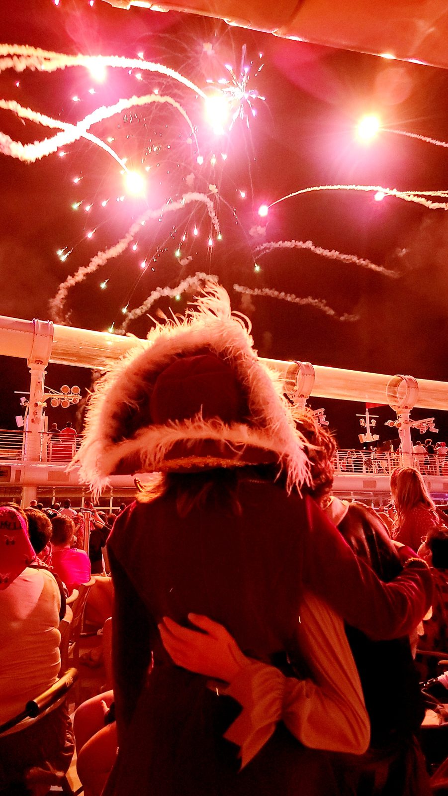 Fireworks over the water on Pirate Night