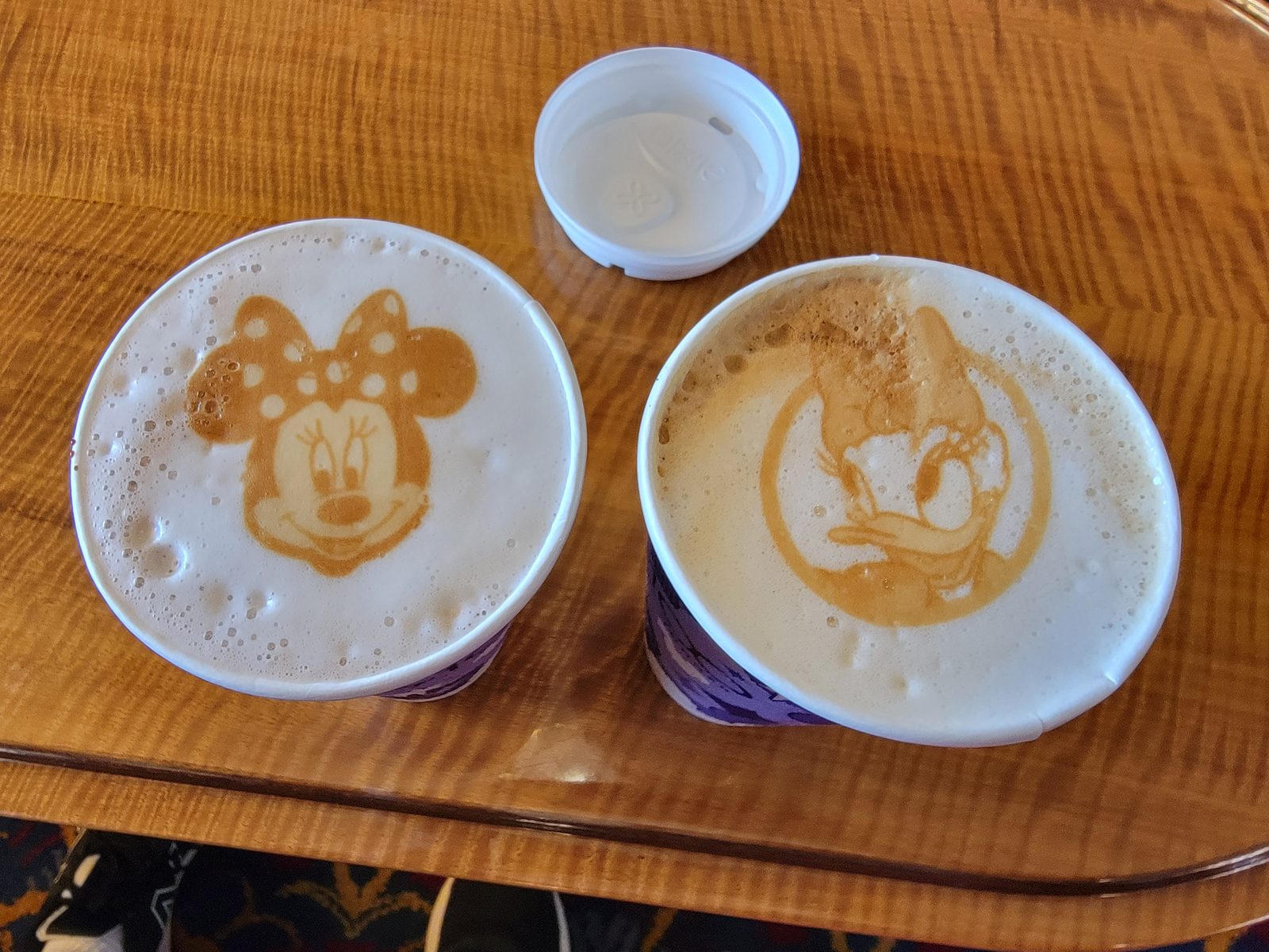 Minnie and Daisy drawn into our lattes
