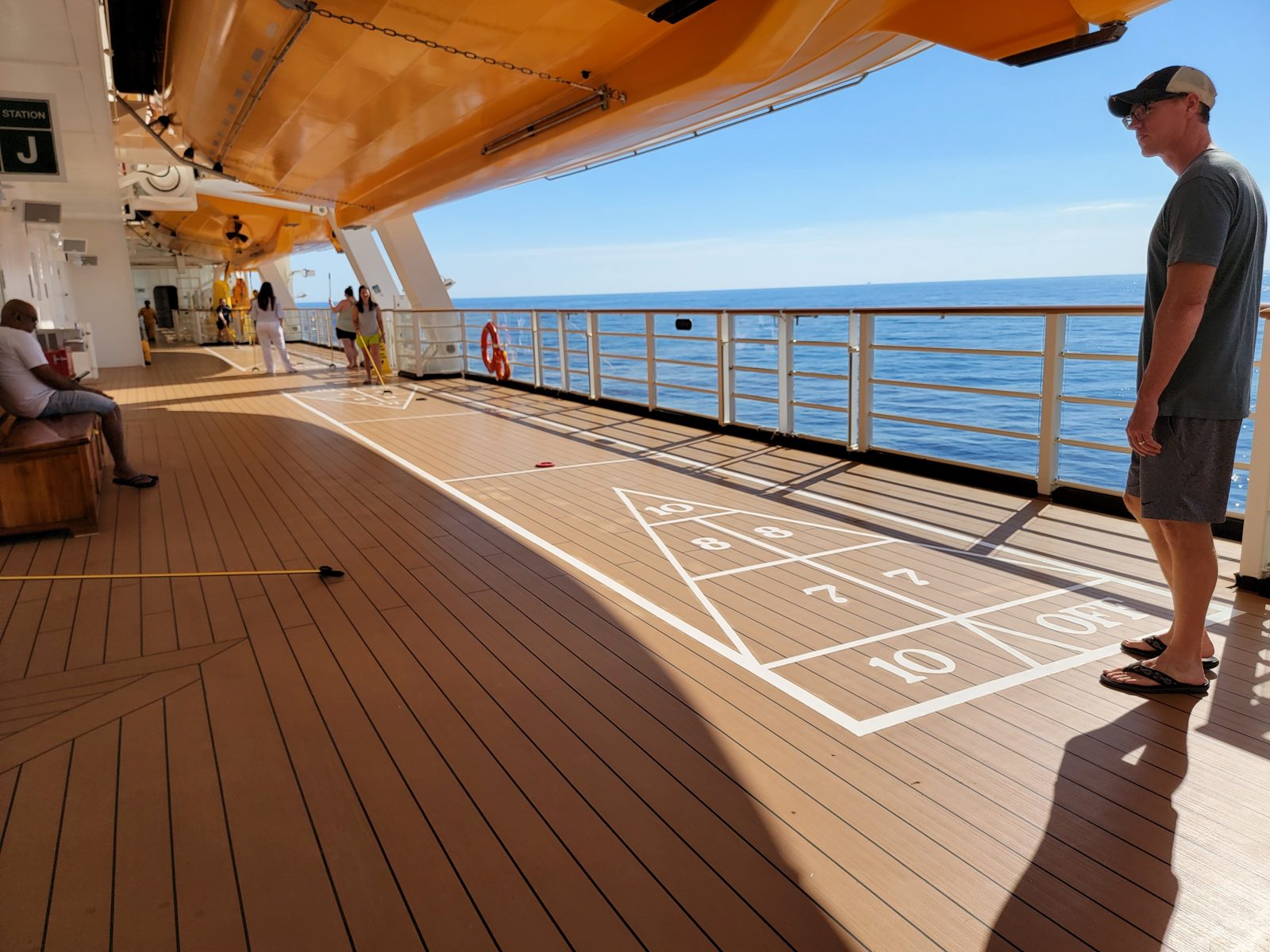 The shuffleboard court on a quiet deck