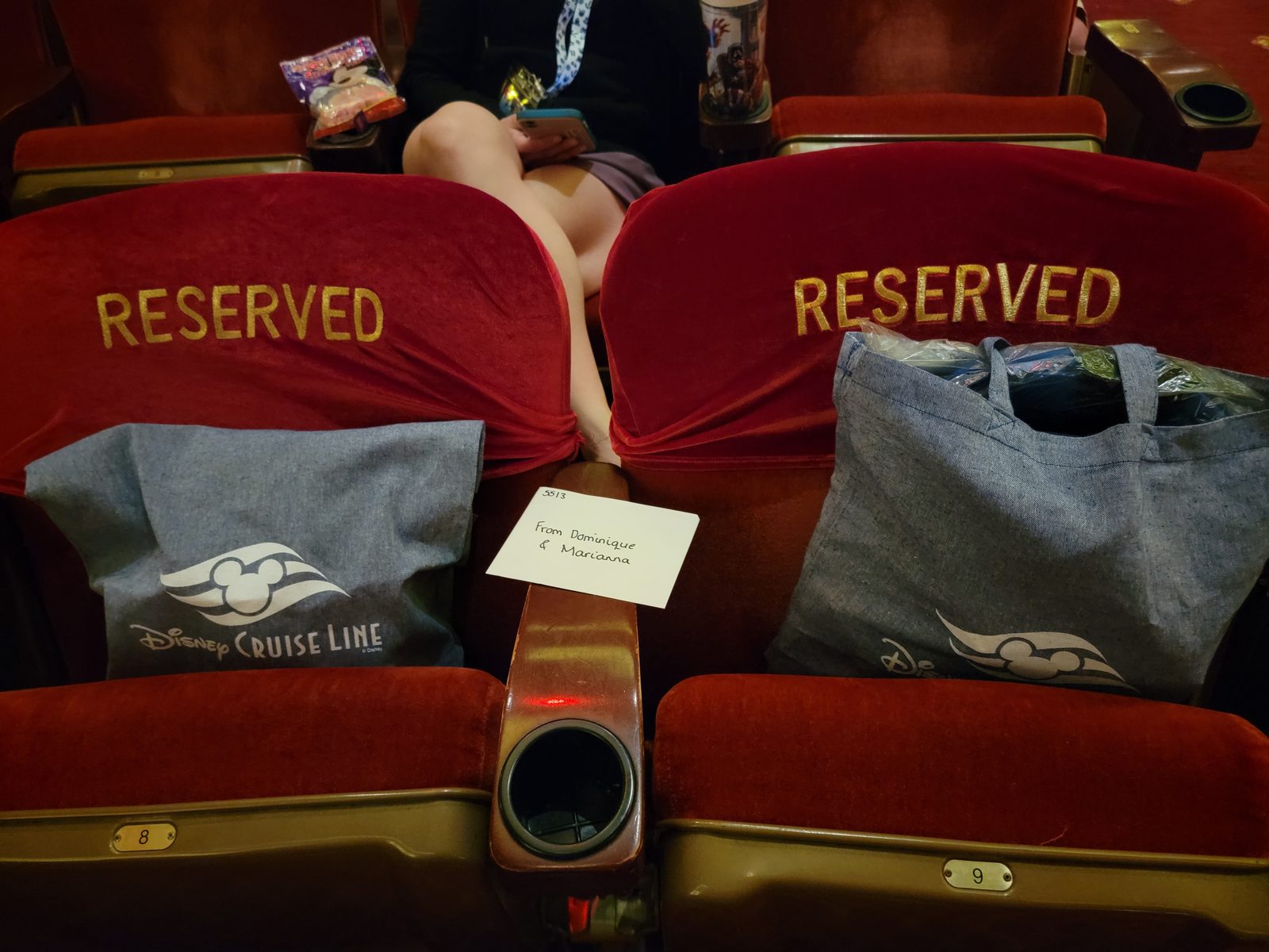Goodies from Dominique and Marianna at our theater seats