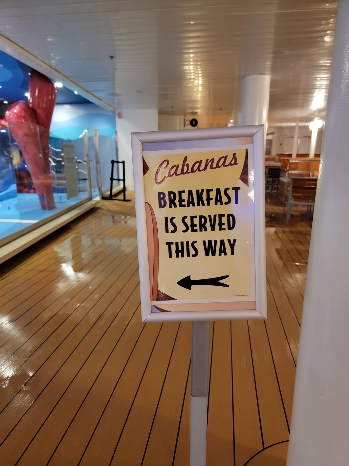 Cabanas breakfast sign on our last morning on the Dream