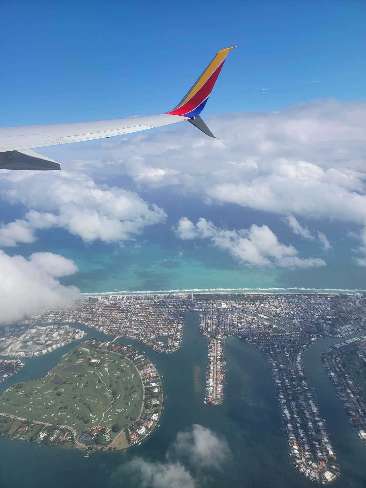 Miami's coastline from the air as we left