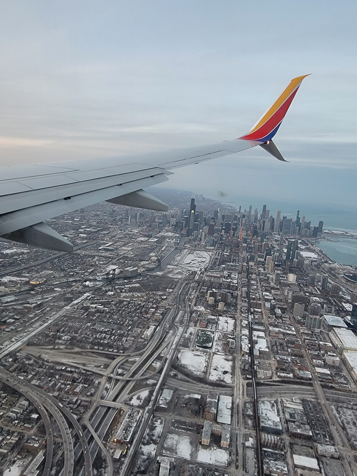 Chicago's skyline on the descent home