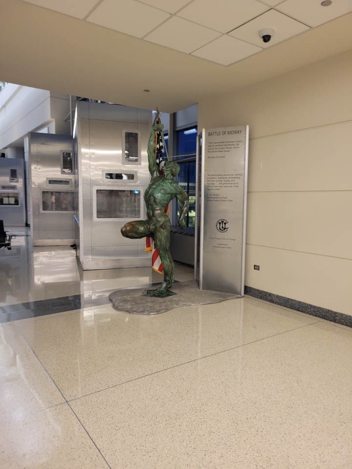 A statue guarding the vending machines at Midway