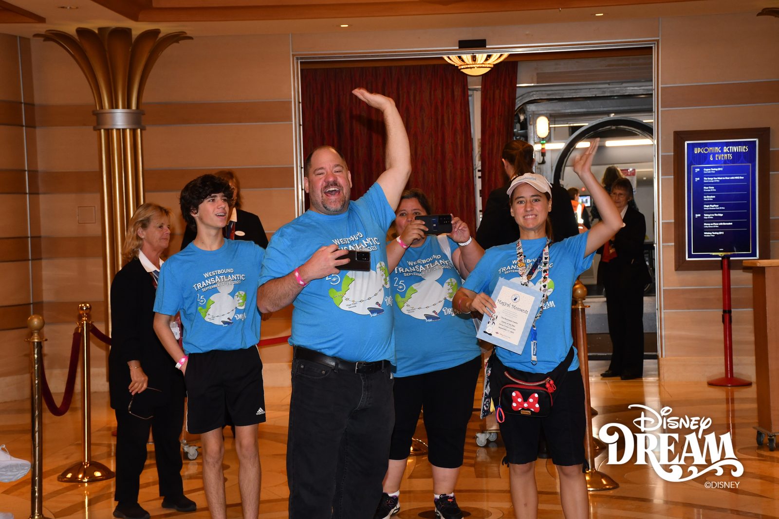 All four of us boarding the Disney Dream