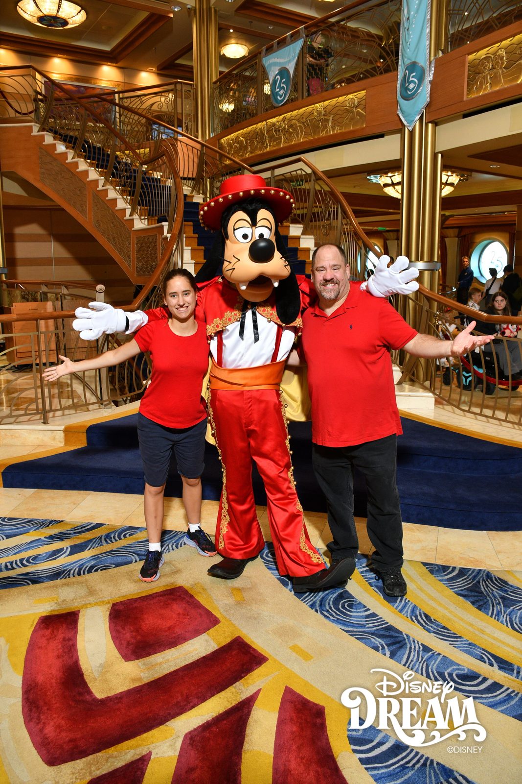 Lisa and me meet Goofy back aboard