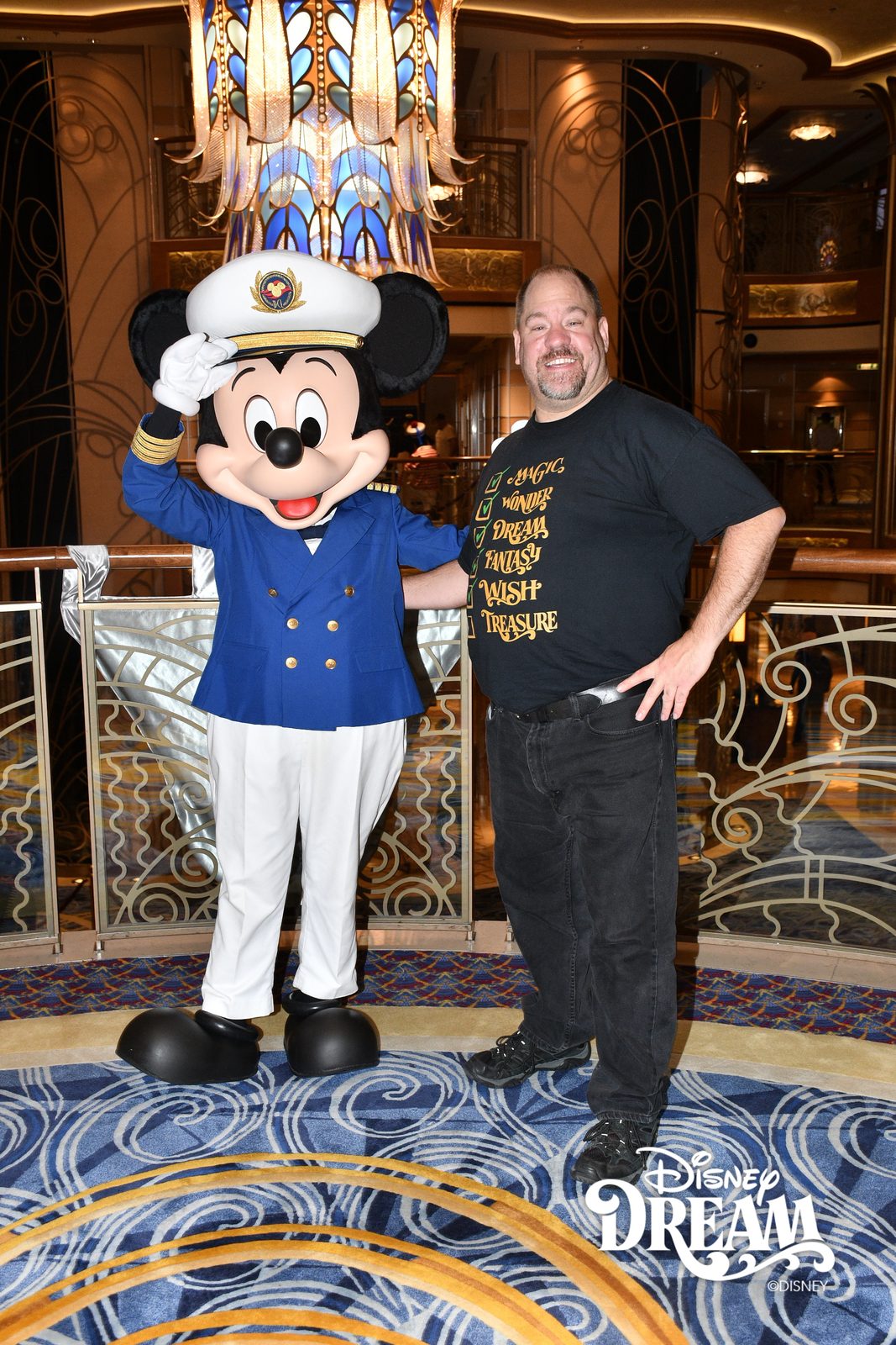 Captain Mickey and Michael in the Lobby Atrium