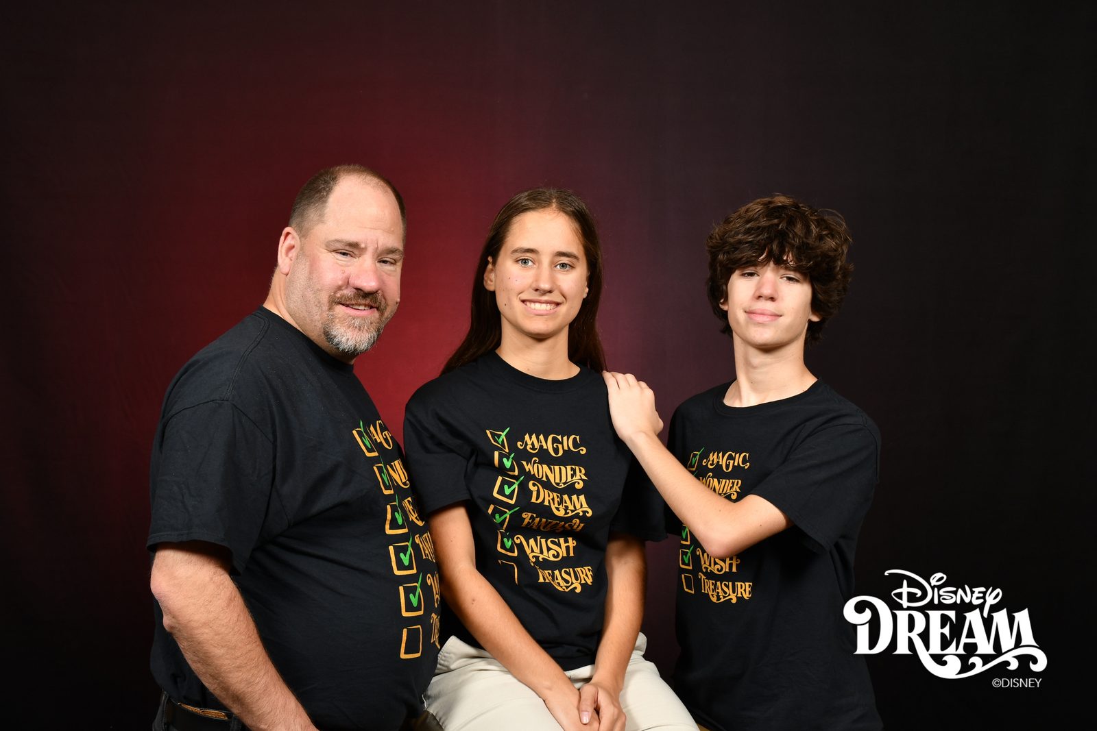 Michael, Lisa and Thomas in a portrait on the Disney Dream