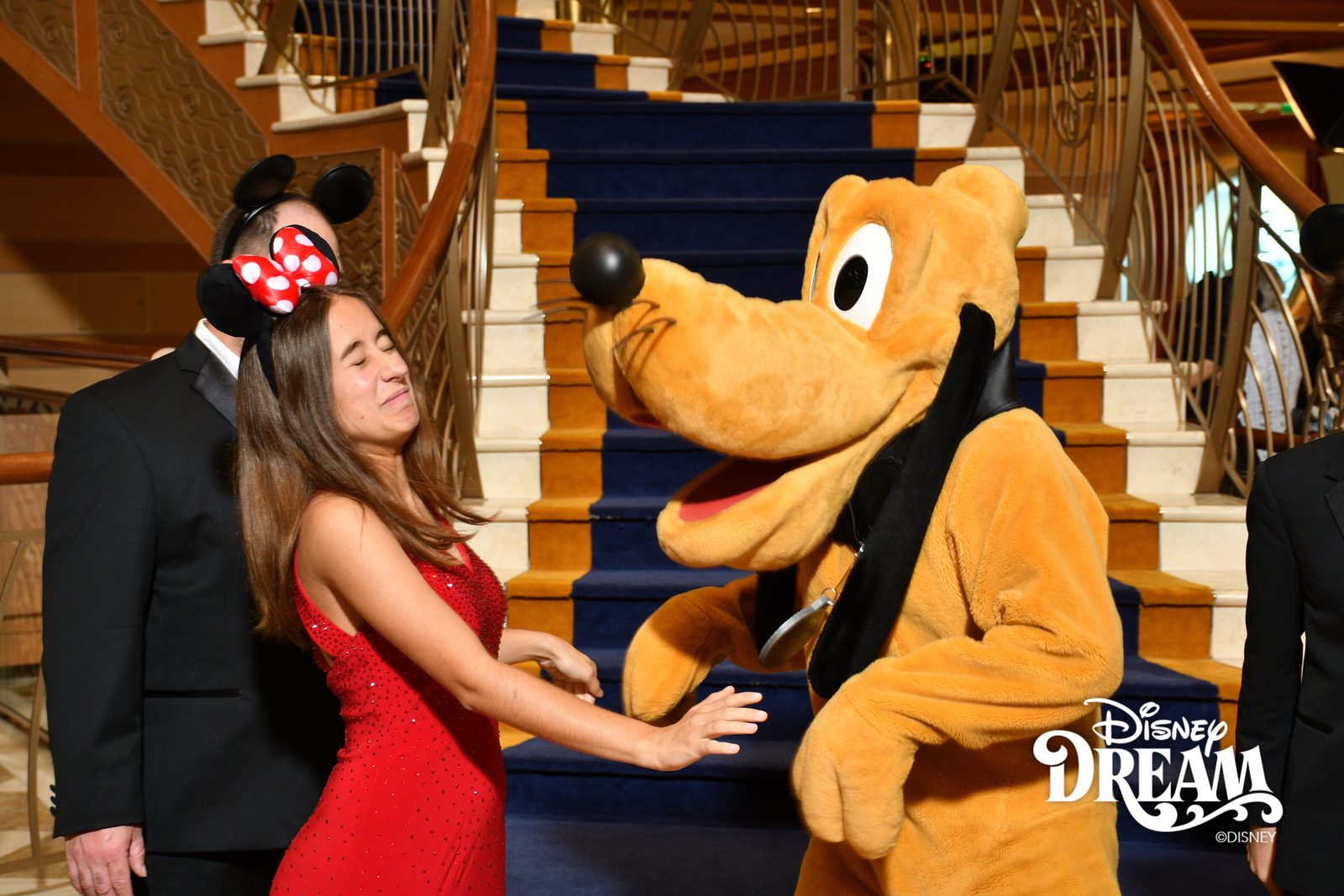 Michael, Lisa and Pluto on the Lobby Atrium staircase