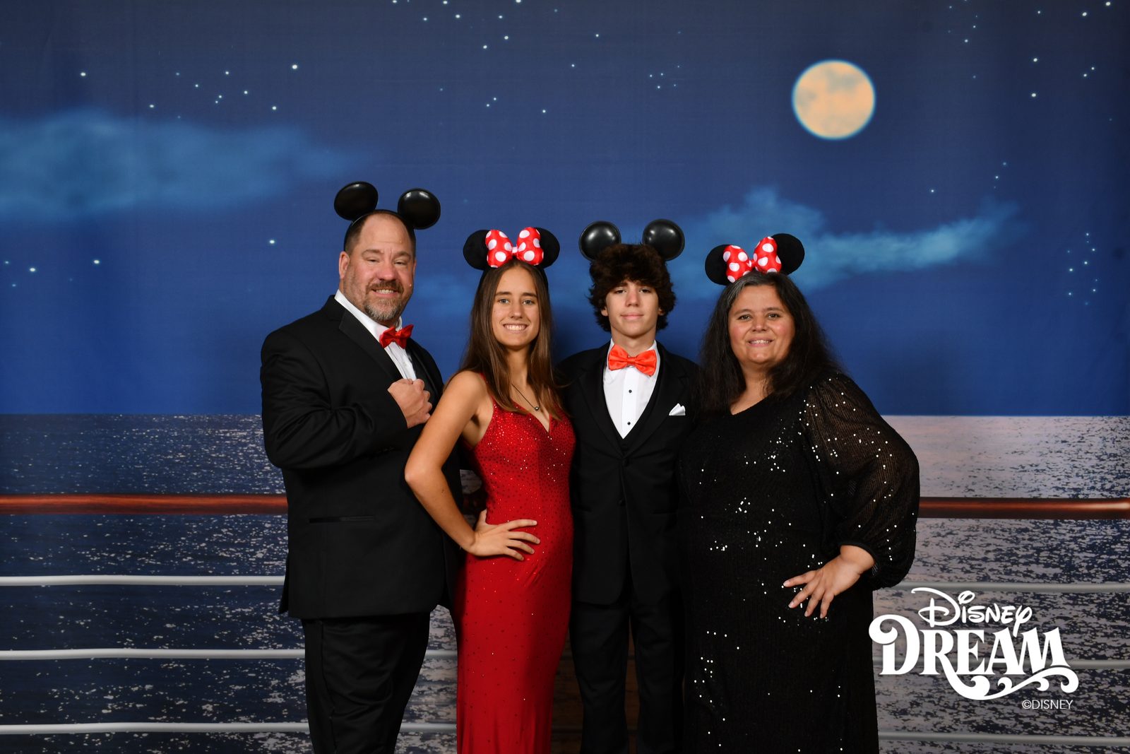 All of us at the moon backdrop on the Disney Dream