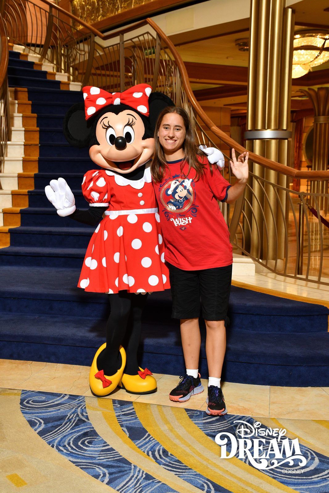 Minnie and Lisa on the Lobby Atrium staircase