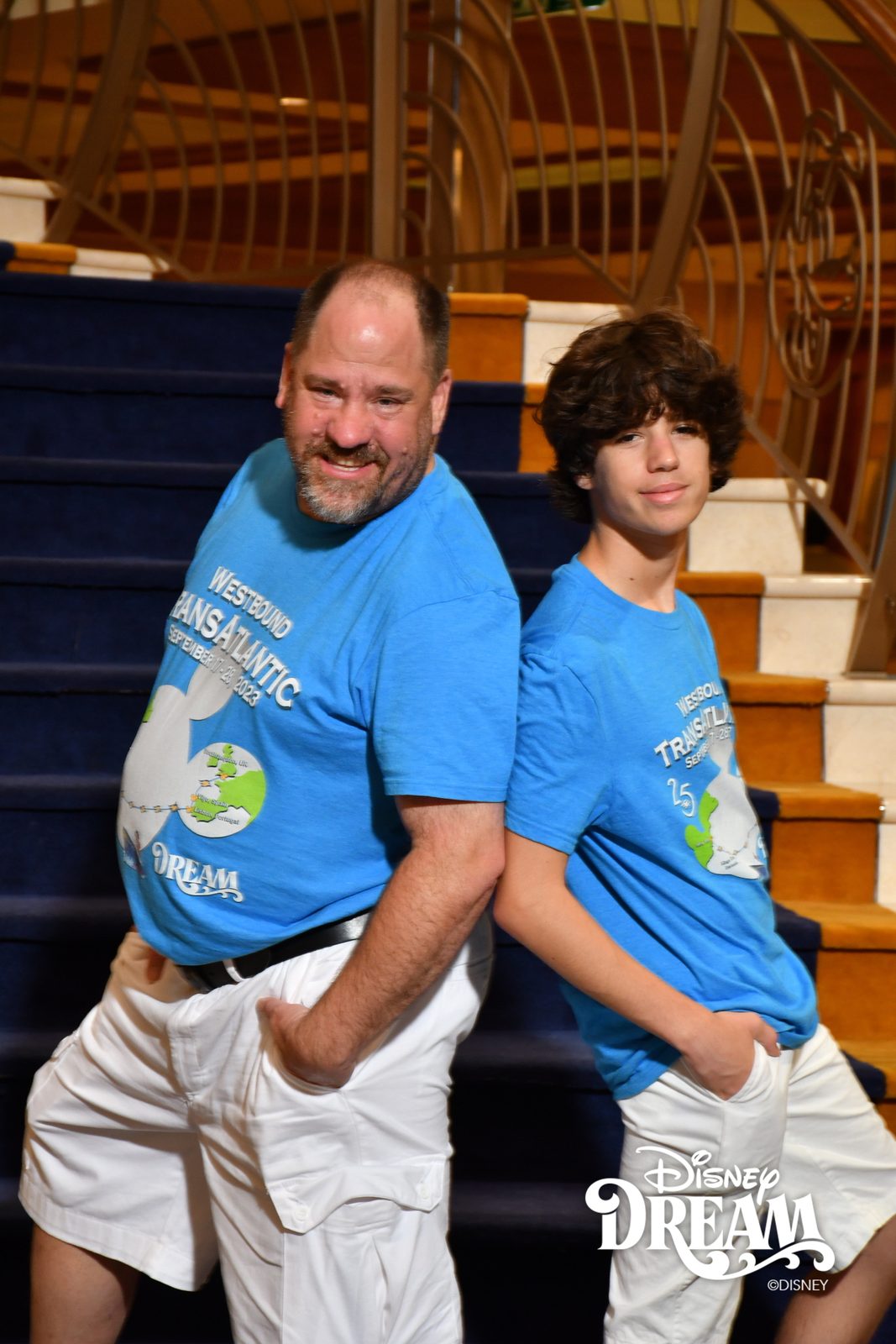 Thomas and Michael heading down the grand staircase