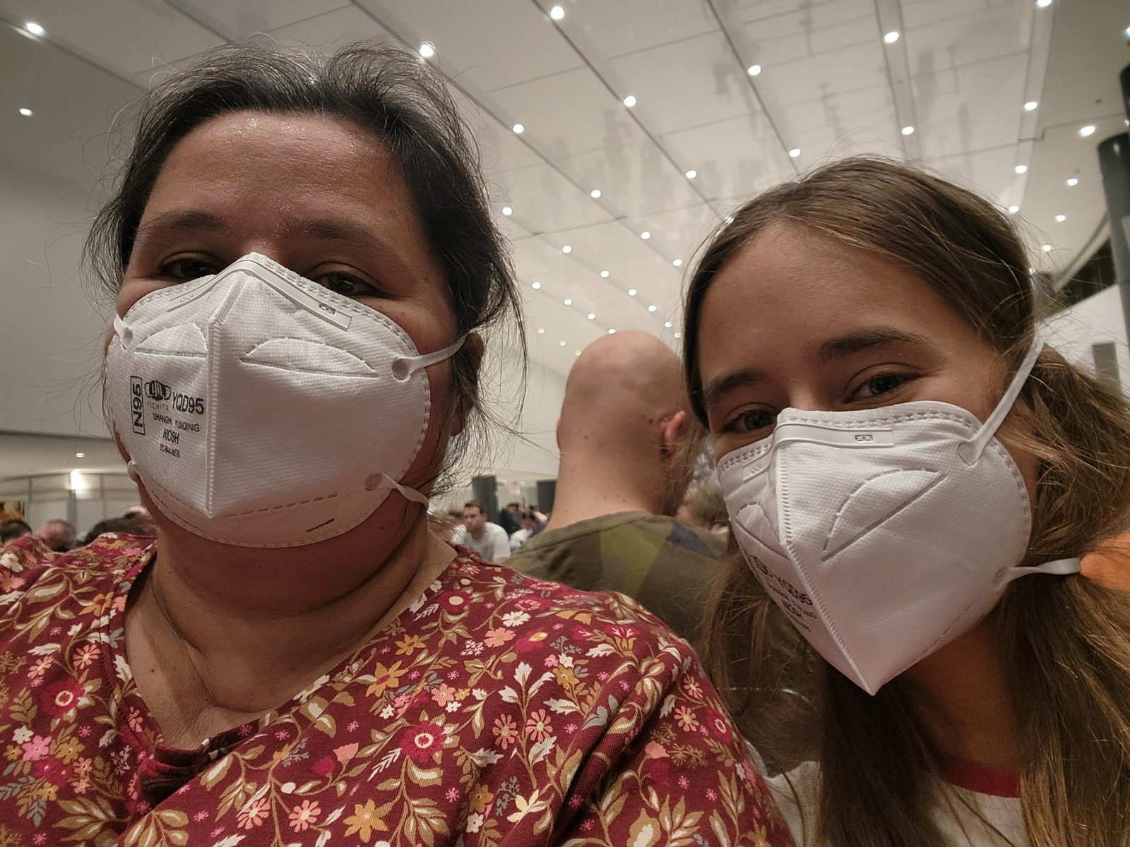 Kathy and Lisa masked up before boarding