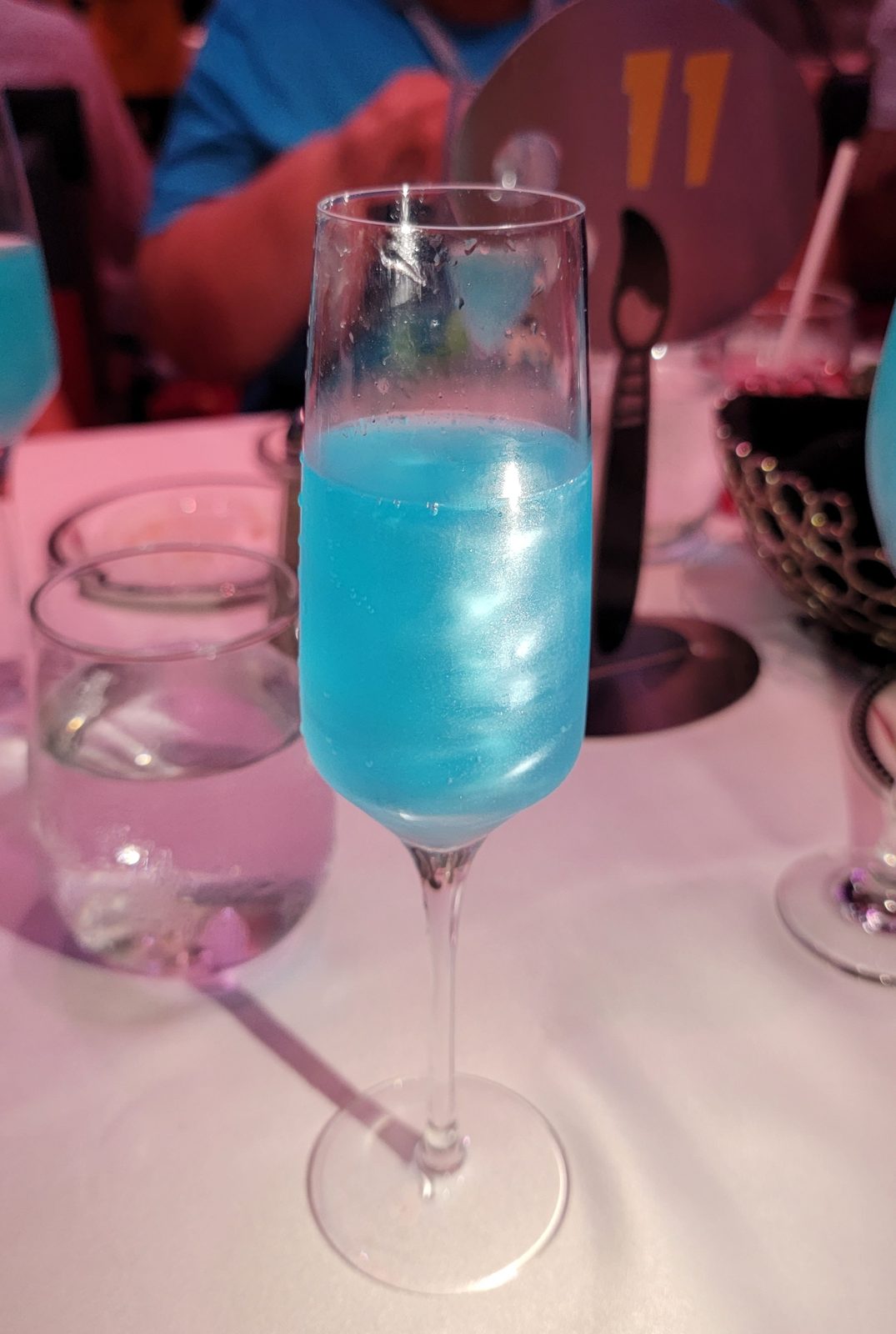 Cloudem Blue, our favorite sparkling cider, at dinner on the Disney Dream