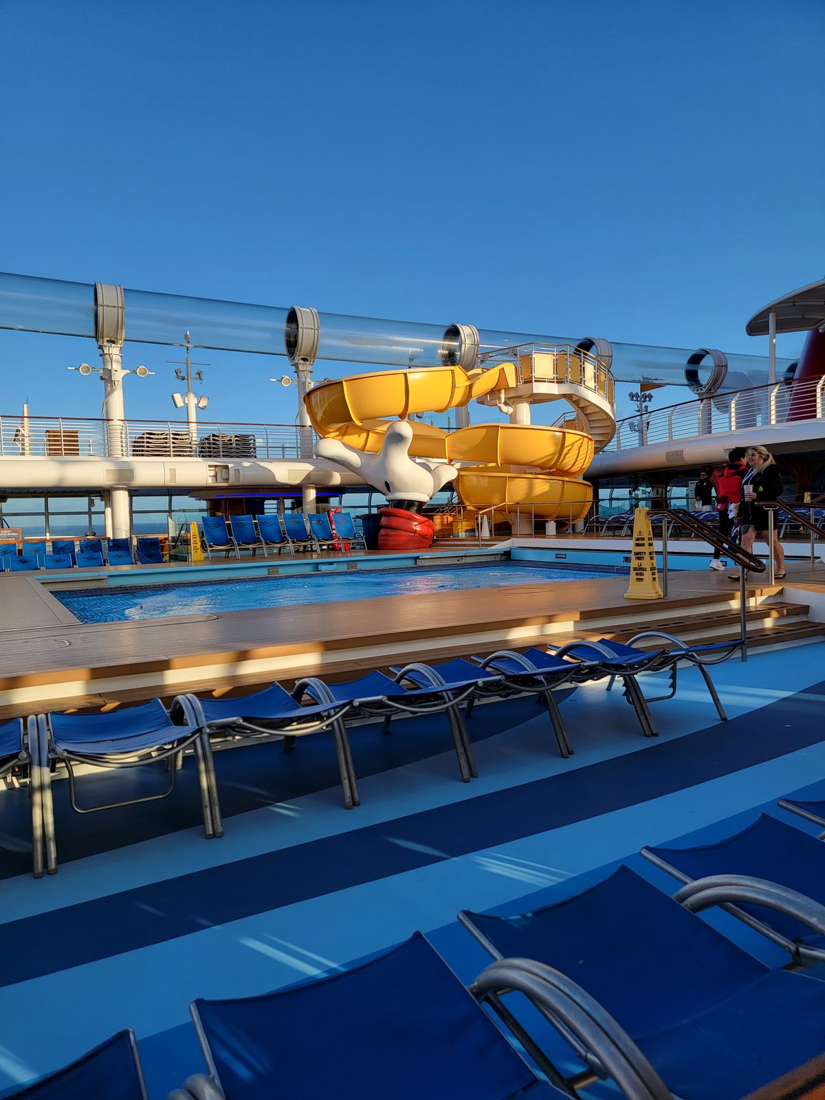 Empty pool deck before the crowds