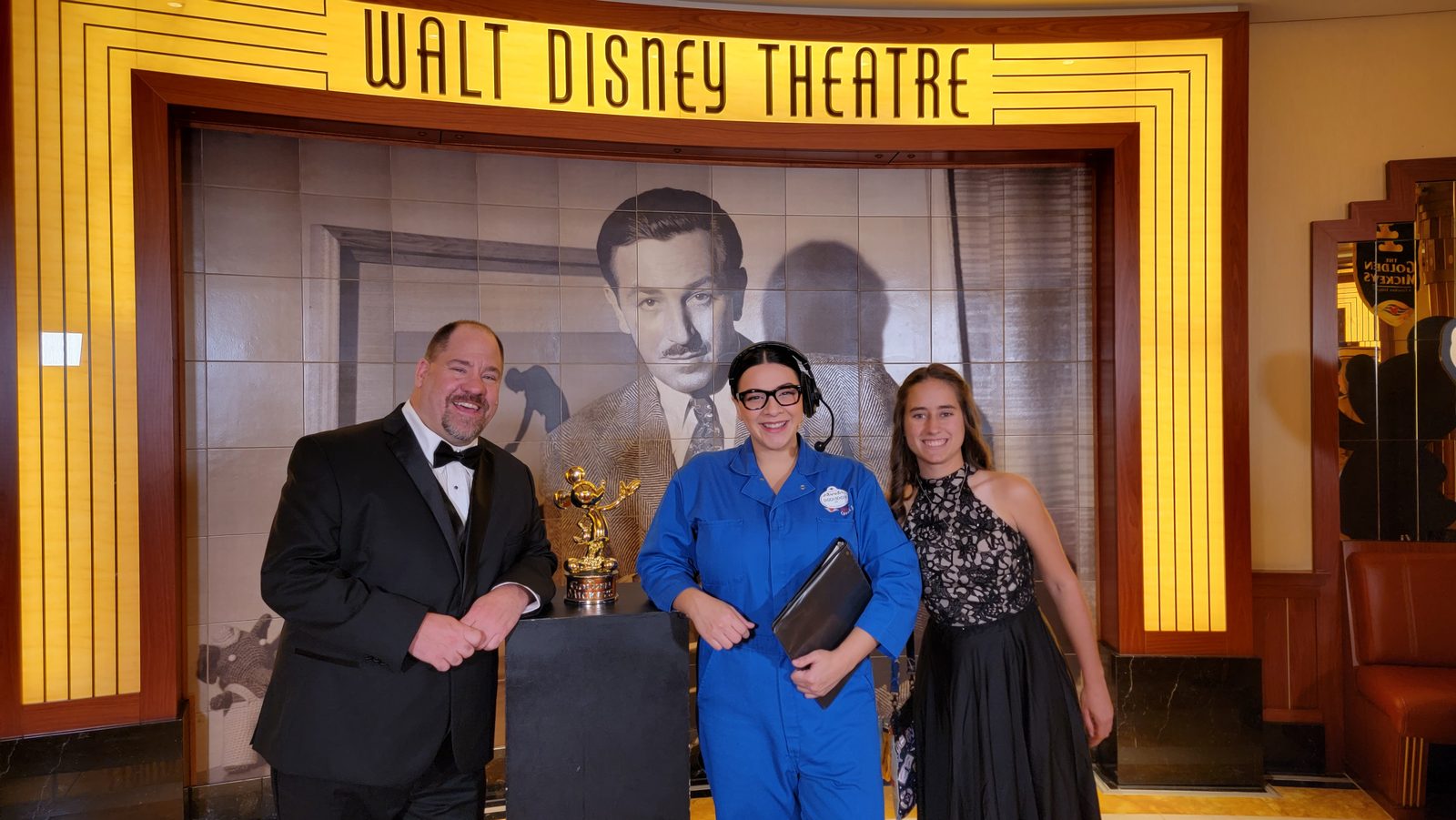Michael, Ensign Bensen and Lisa on Formal Night at the Walt Disney Theatre before the Golden Mickeys