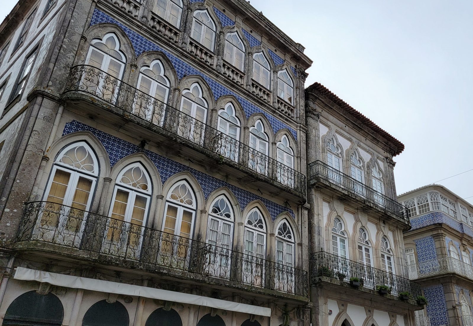 Tiled buildings in the old town of Valença