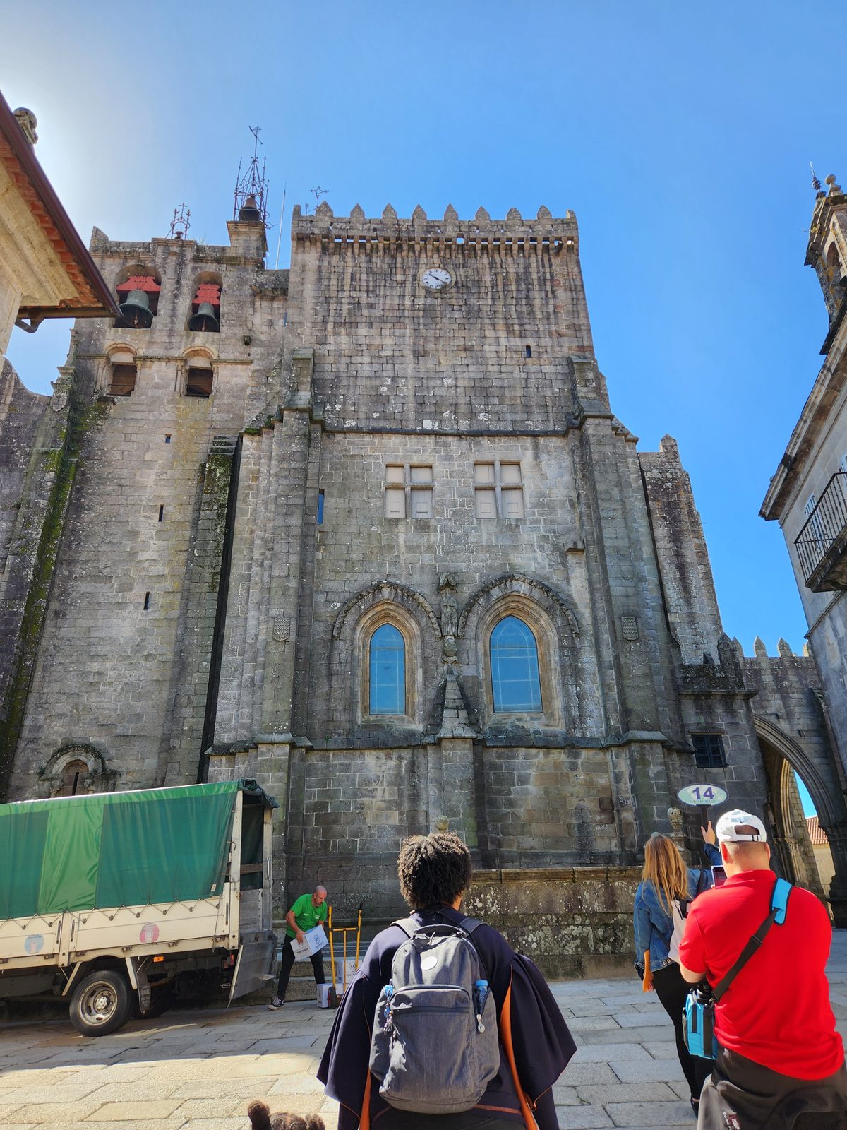 The fortress-like facade of Tui Cathedral