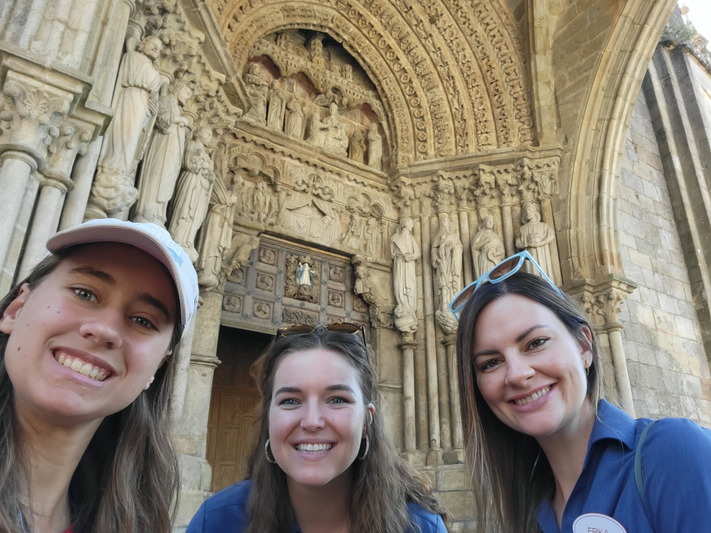 Lisa's selfie with McKenna and Erika, our ASL interpreters, at Tui Cathedral