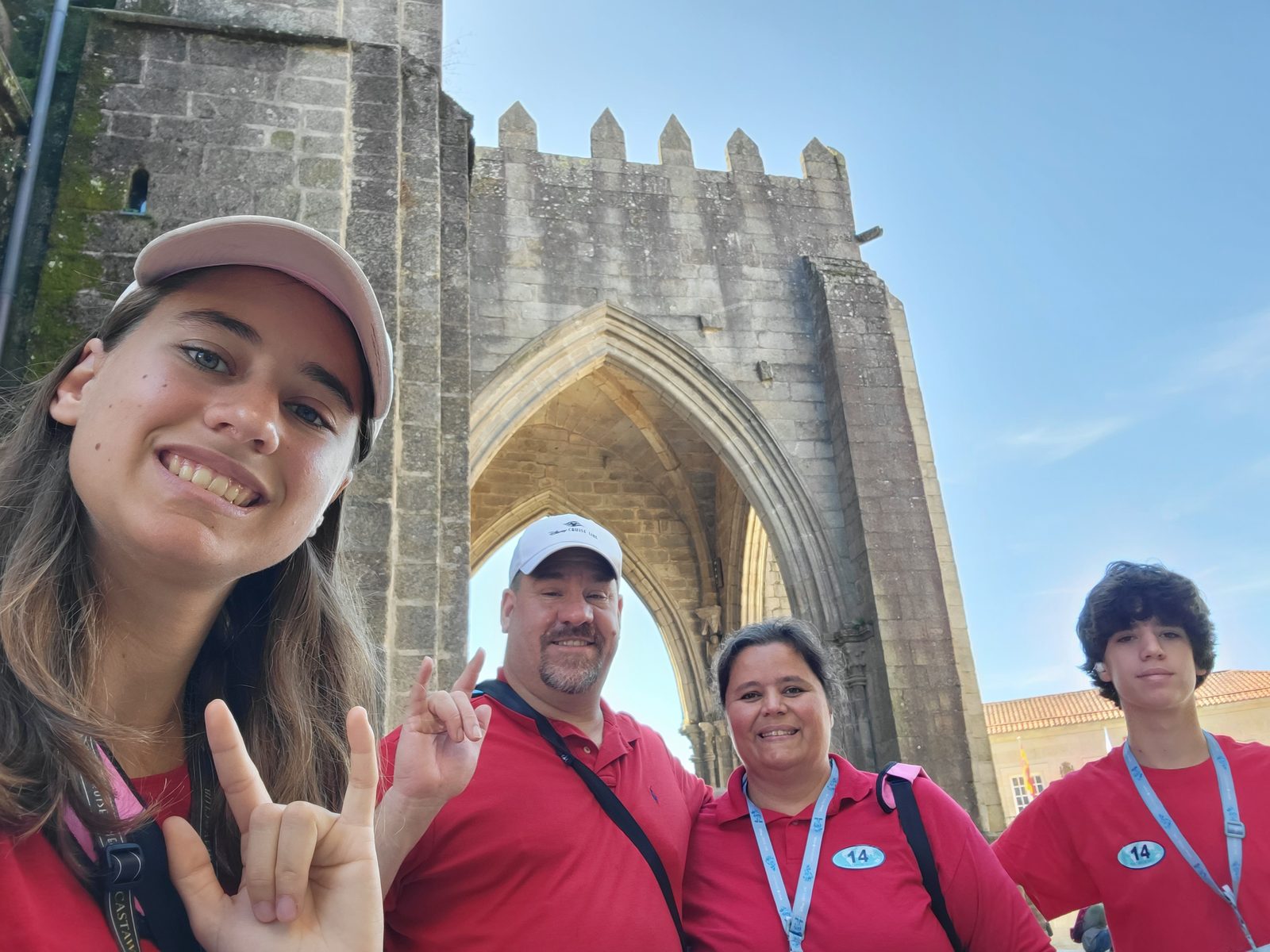 Kathy, Lisa, Thomas and me outside Tui Cathedral