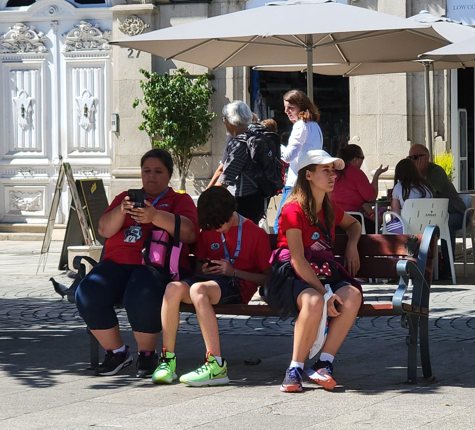 Kathy and Lisa on a bench in Tui
