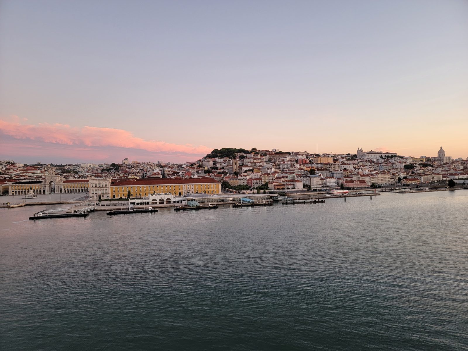 Sailing into Lisbon at sunrise