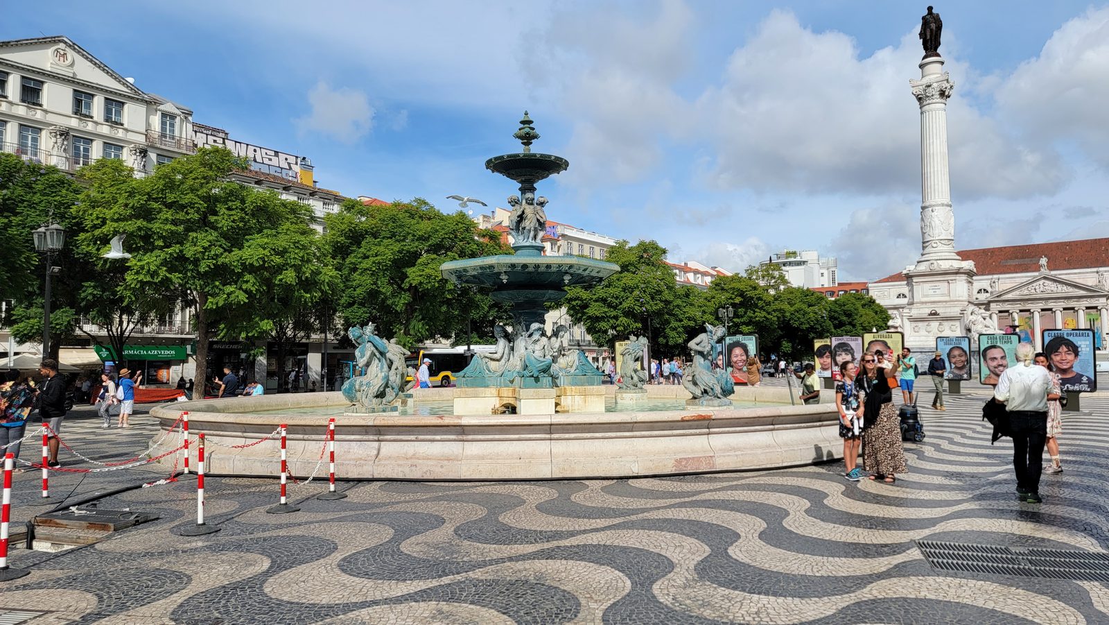 The fountain and column at Rossio in Lisbon