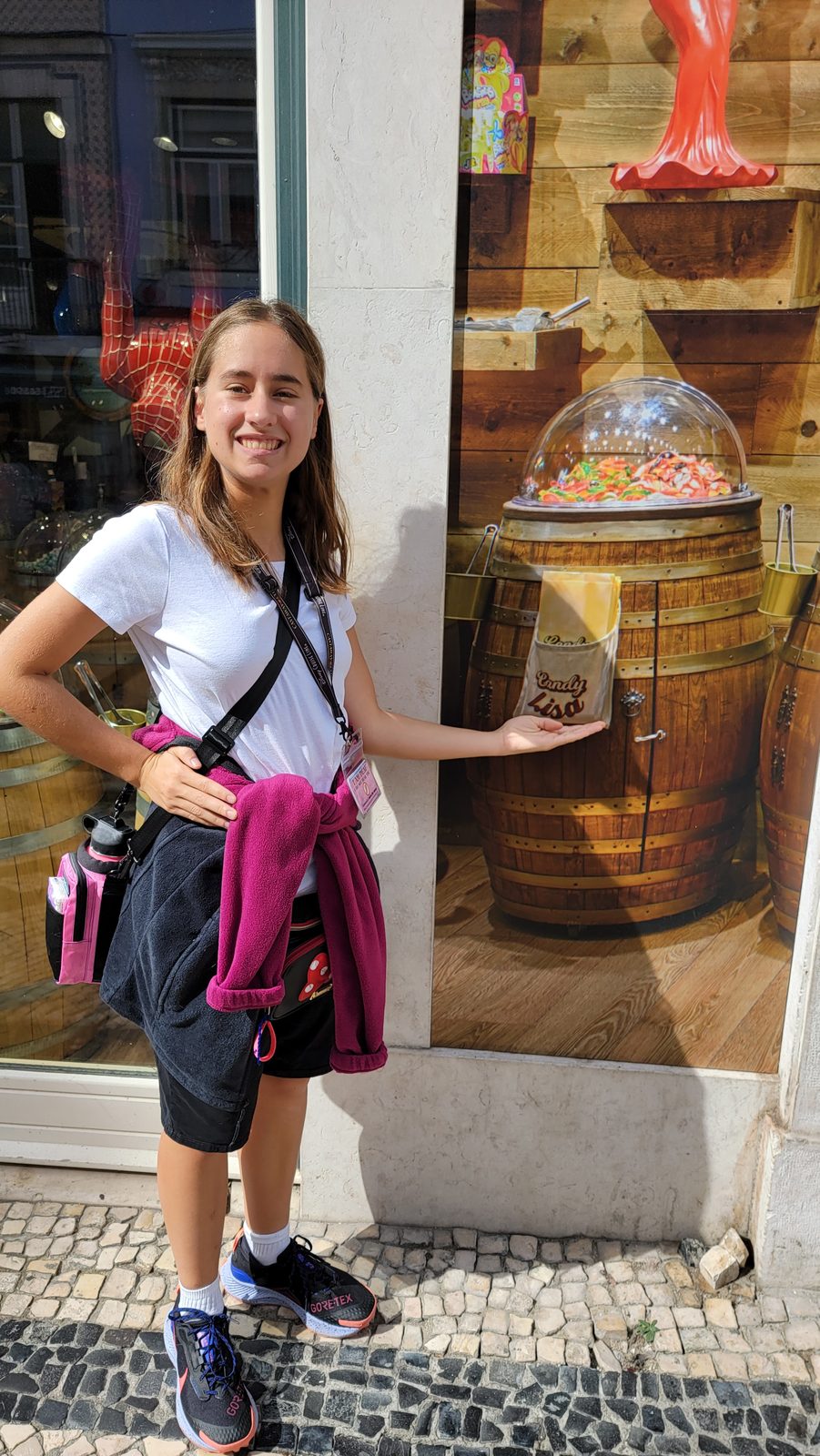 Lisa at the candy shop near Praça da Figueira