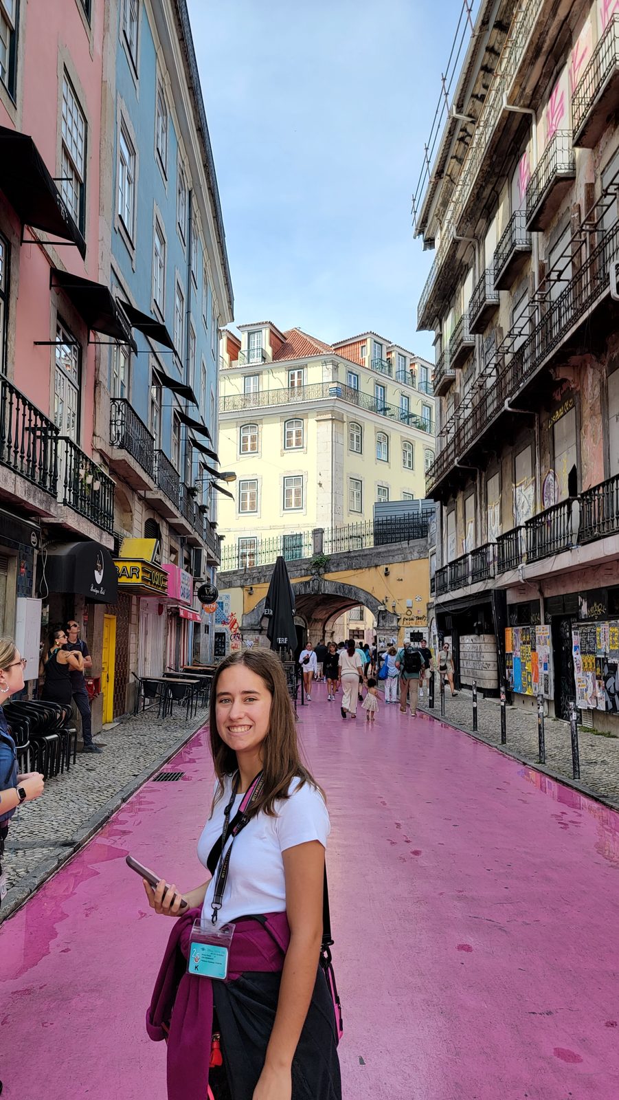 Lisa on Pink Street in Lisbon
