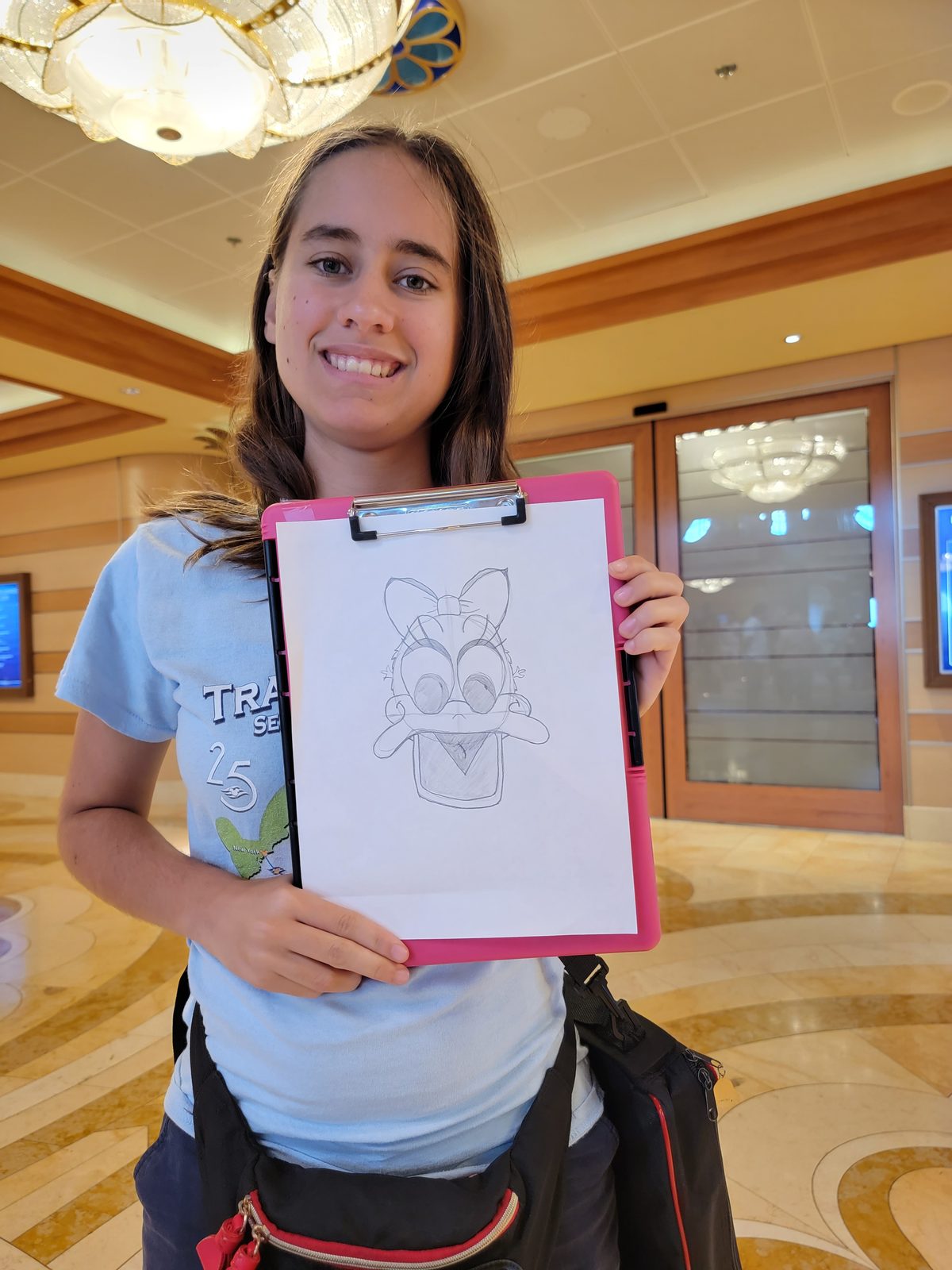 Lisa shows off her Daisy sketch