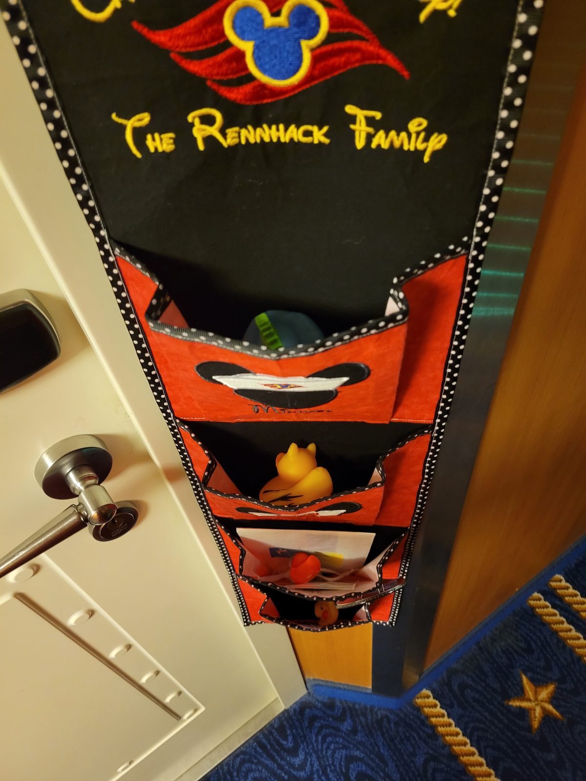 Our stateroom door, still decorated
