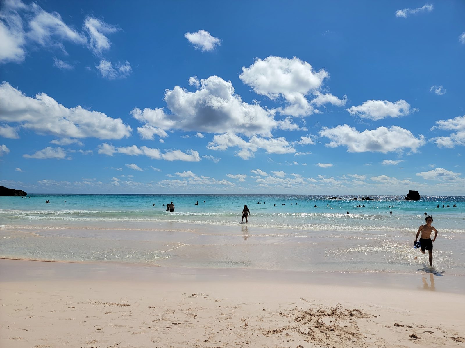 The pink sand at Horseshoe Bay