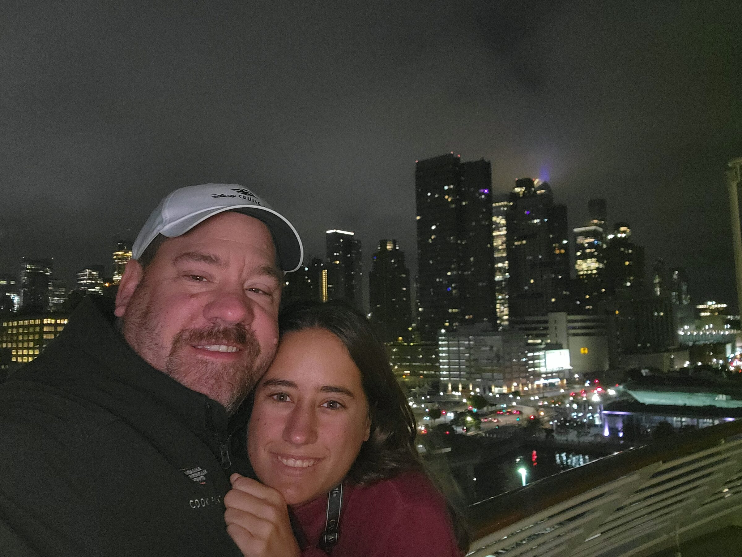 Lisa and me with the skyline before sunrise