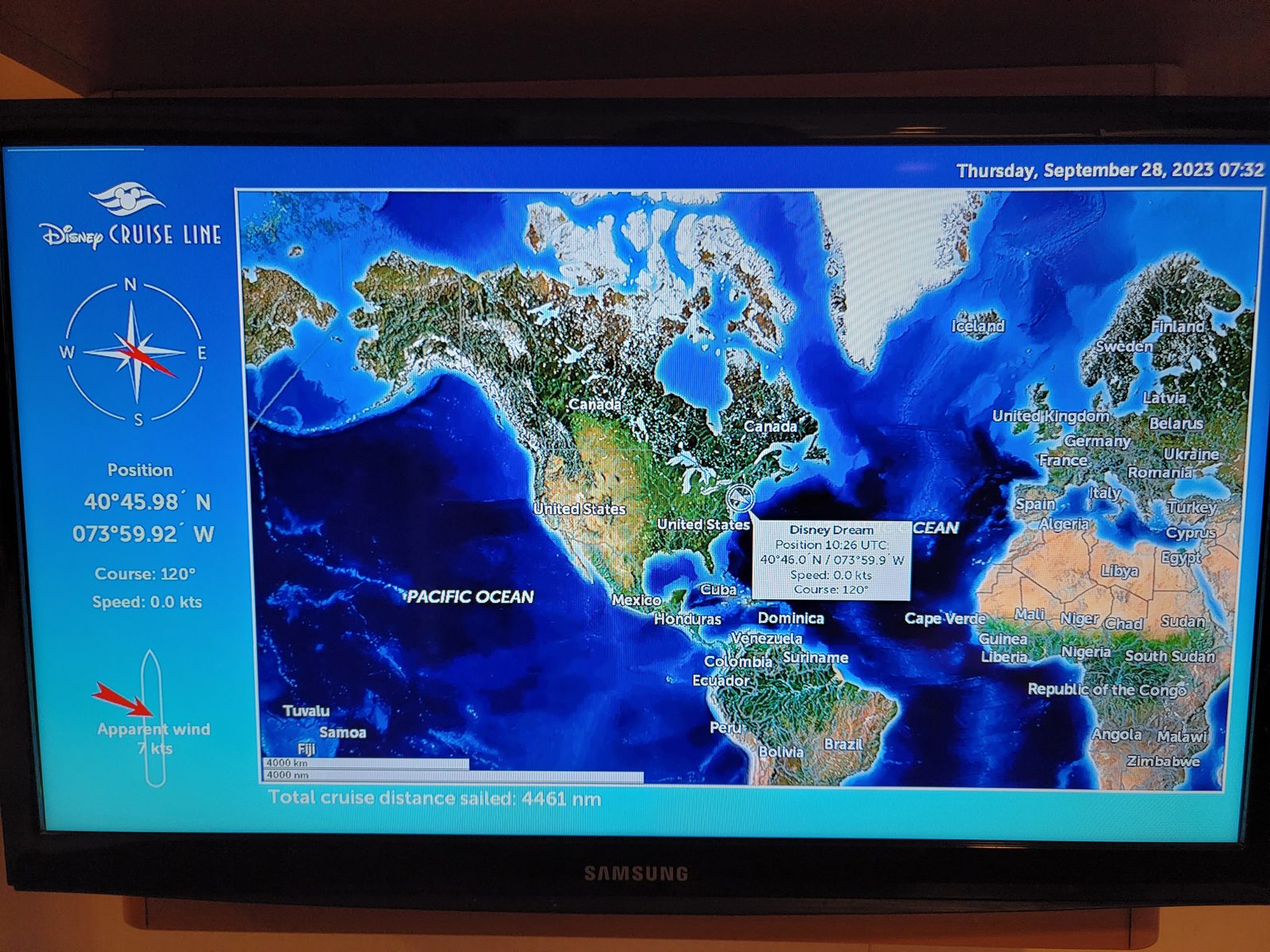 4,461 nautical miles from Southampton to New York