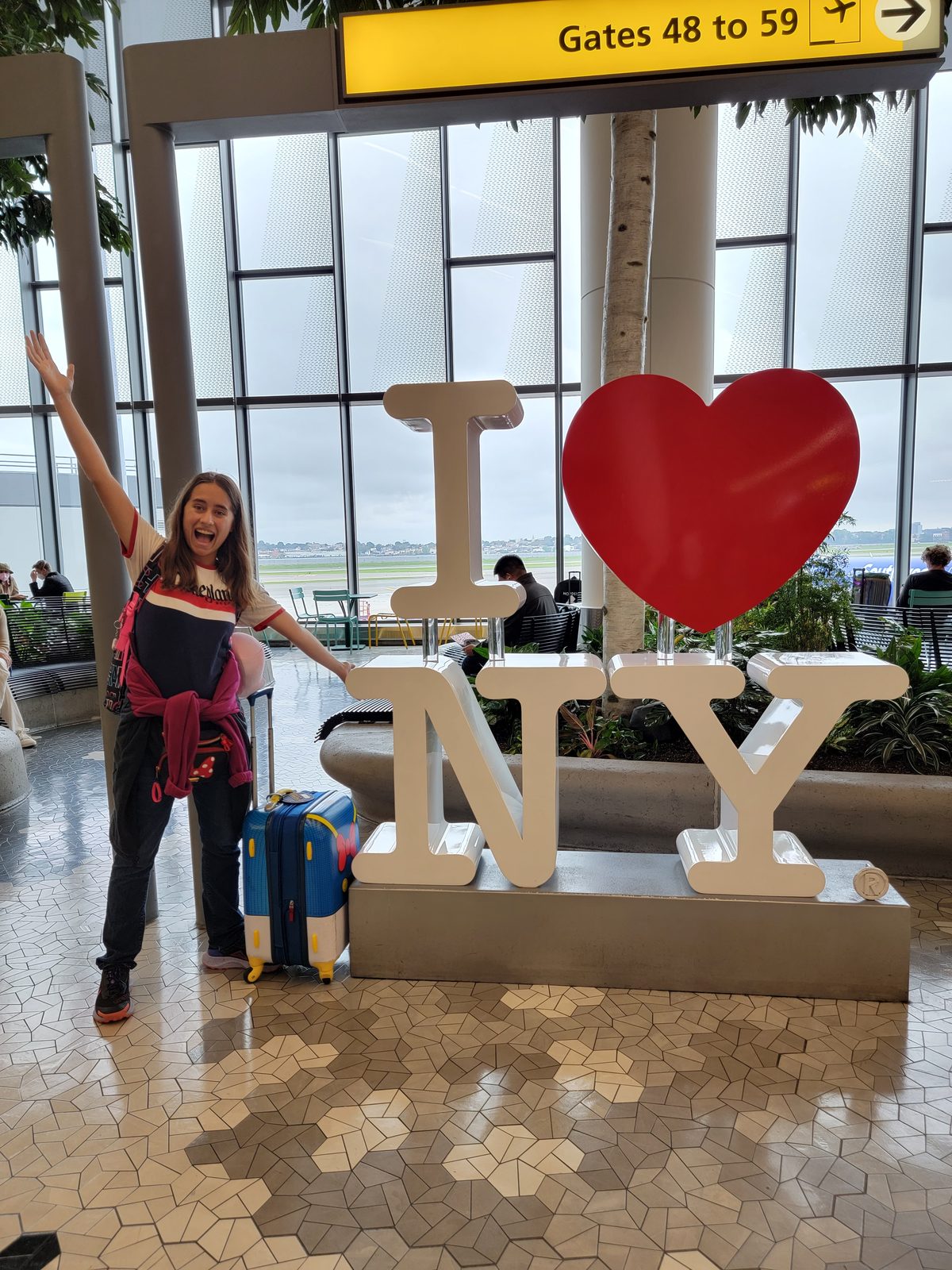 Lisa at the I Love NY sign