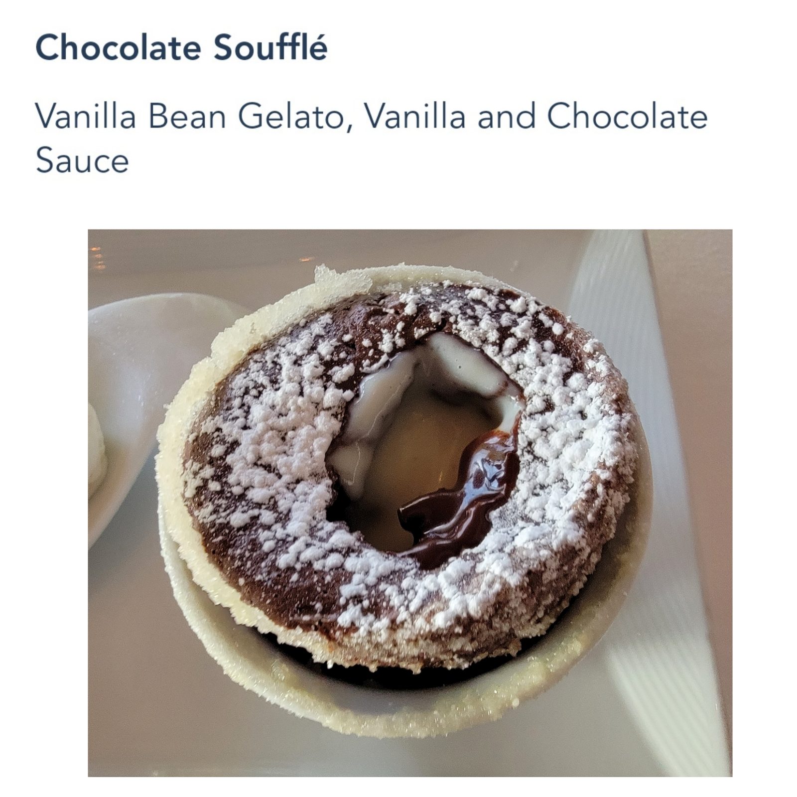 Chocolate souffle at Palo