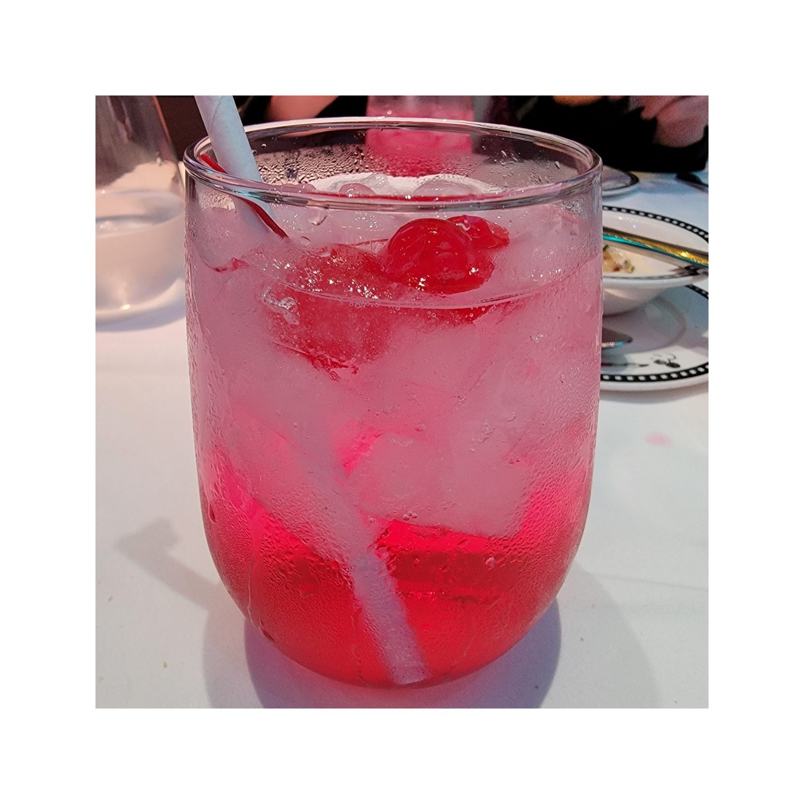 A Shirley Temple at dinner on the Dream