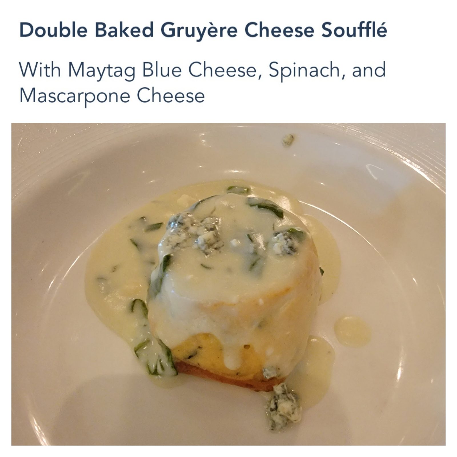Gruyère cheese soufflé at Royal Palace