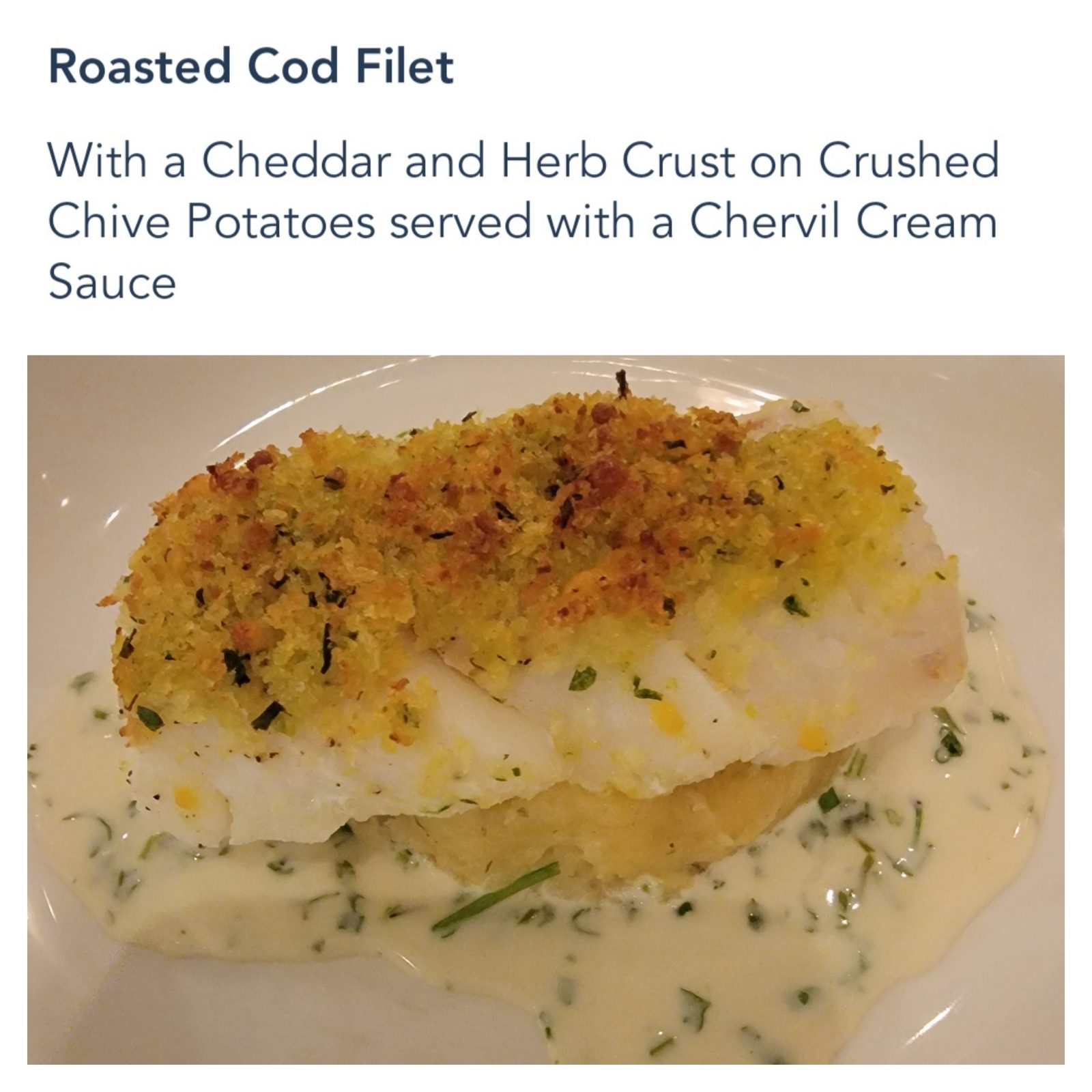 Roasted cod at Royal Palace