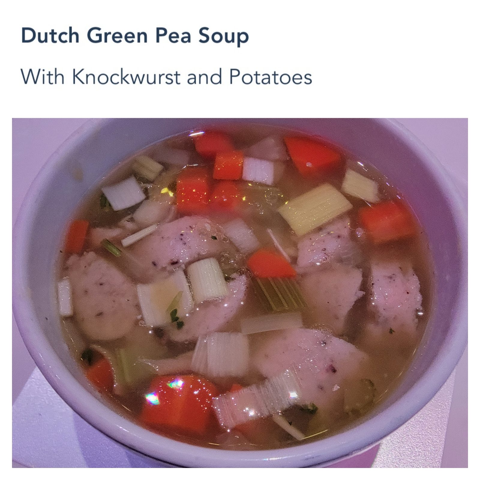 Dutch green pea soup at Animator's Palate